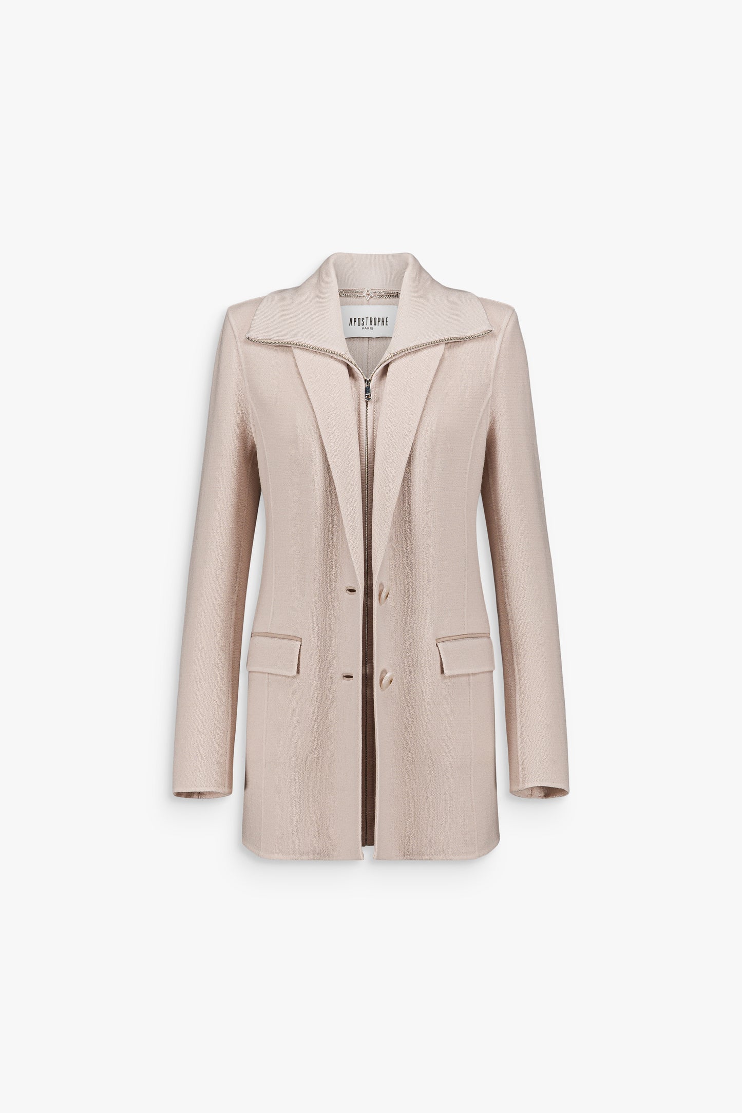 Veste tailleur beton double face à col zippé