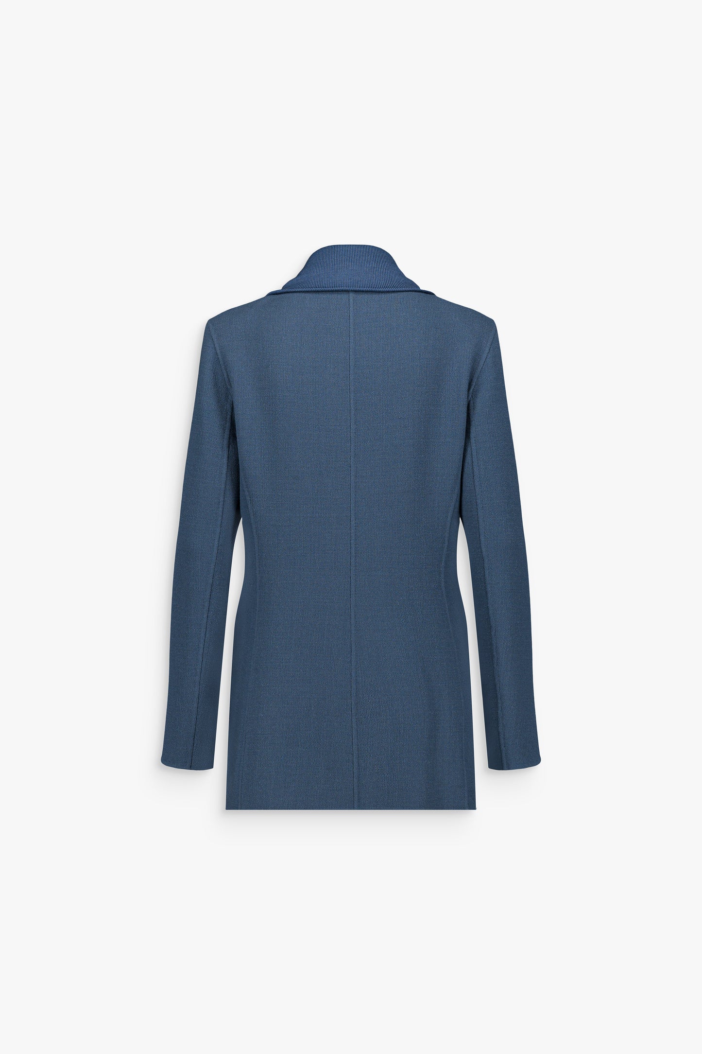 Veste tailleur bleu denim double face à col zippé
