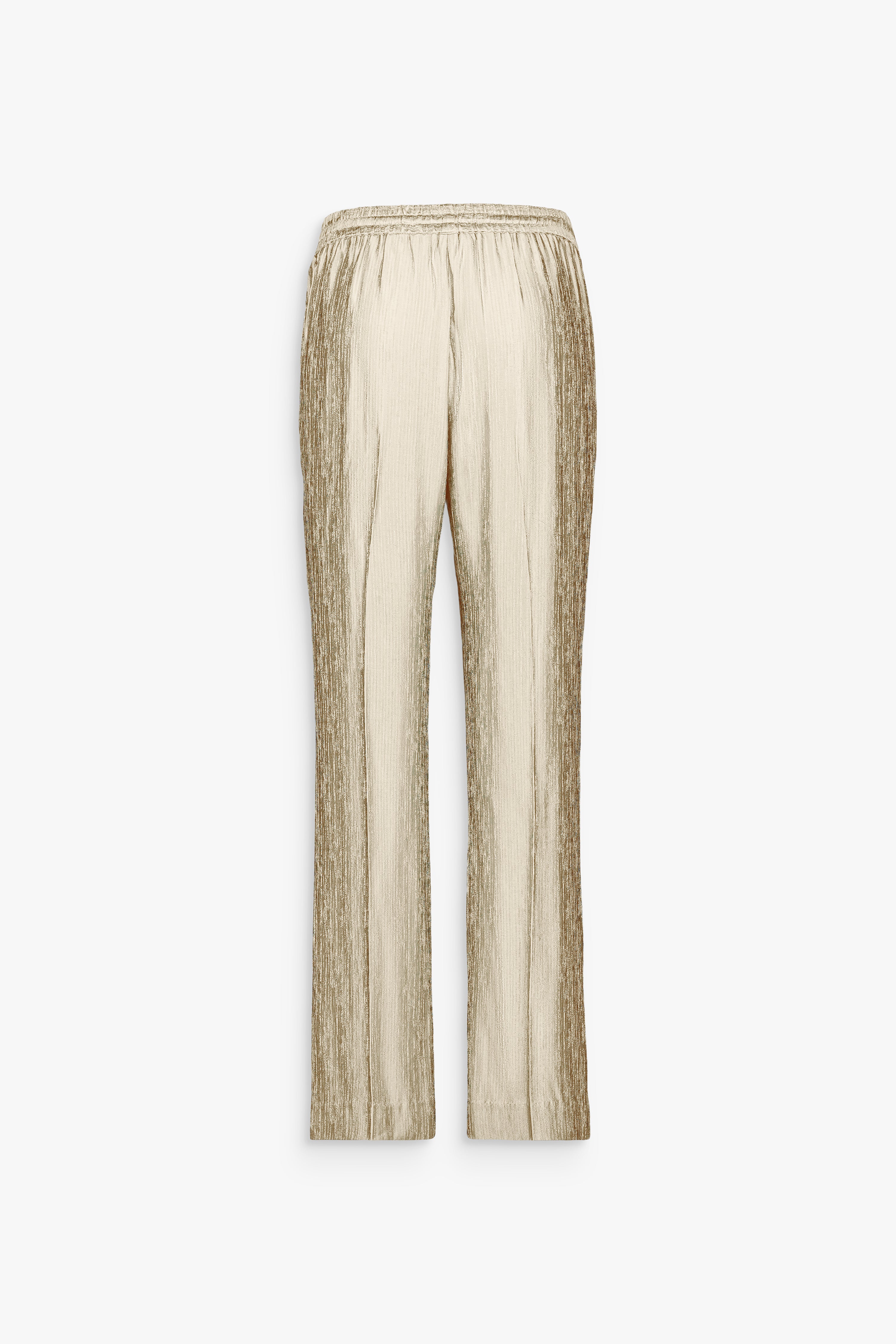 Pantalon droit jaune clair à taille élastiquée pour un porté léger et estival.