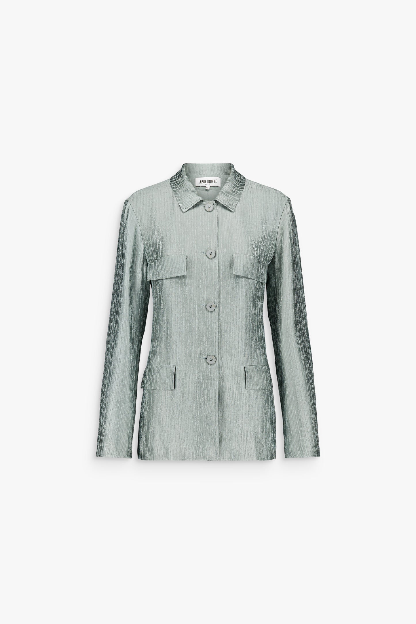 Veste-chemise droite sauge ceinturé