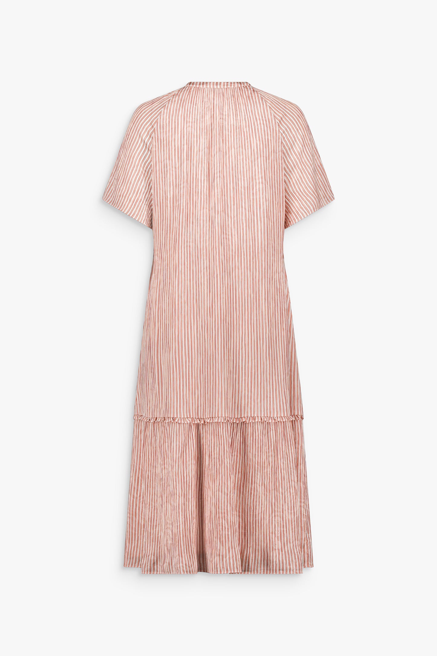 Robe longue rose à rayures texturées