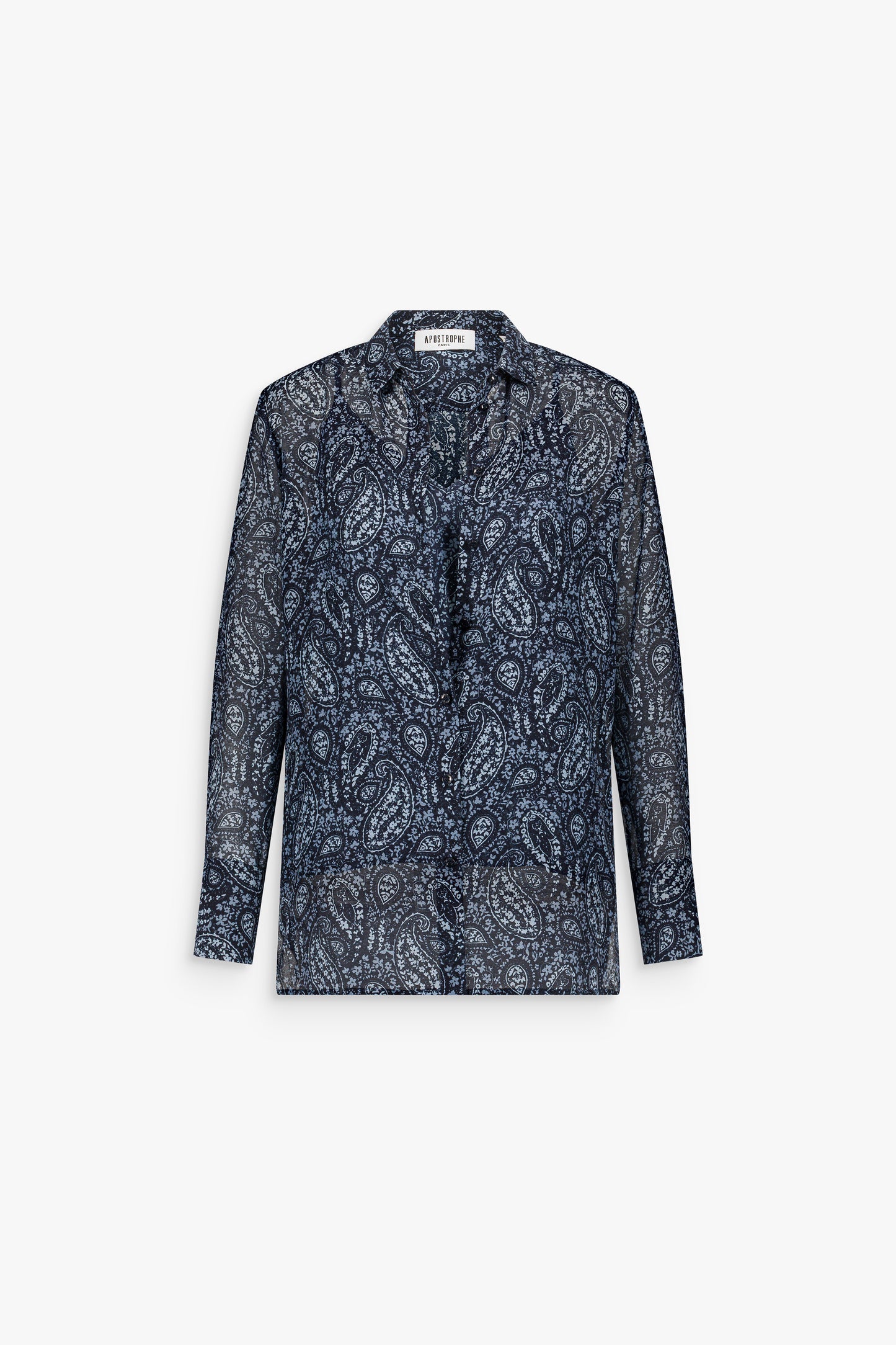 Chemise droite marine à imprimé