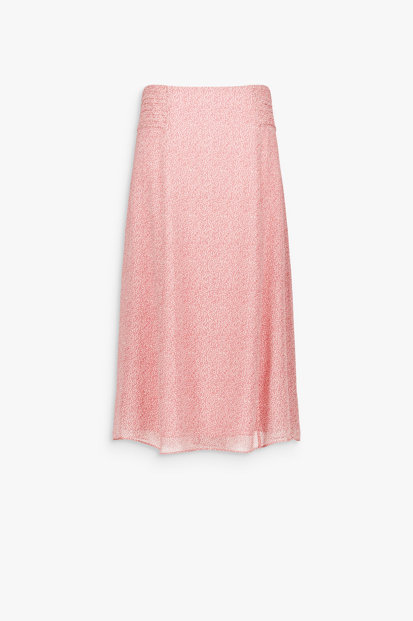 Long pink printed silk skirt