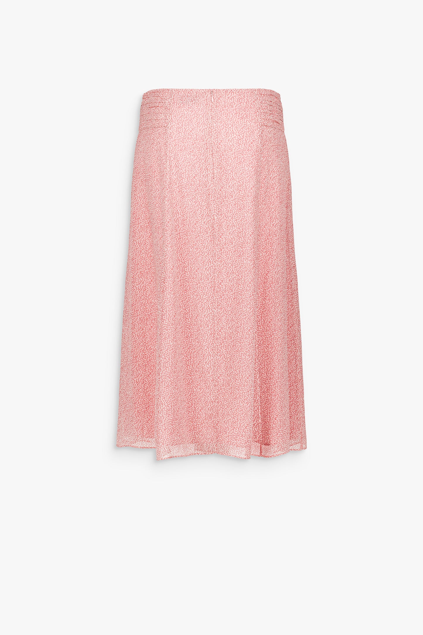 Long pink printed silk skirt