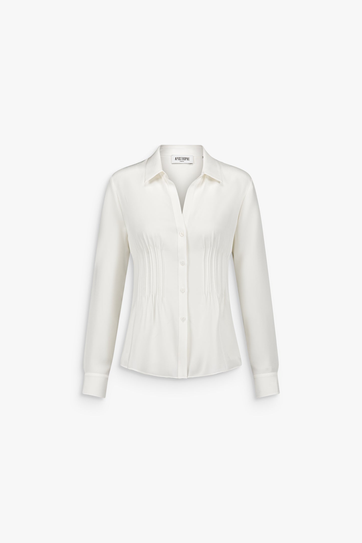 Chemise ajustée blanc cassé en soie