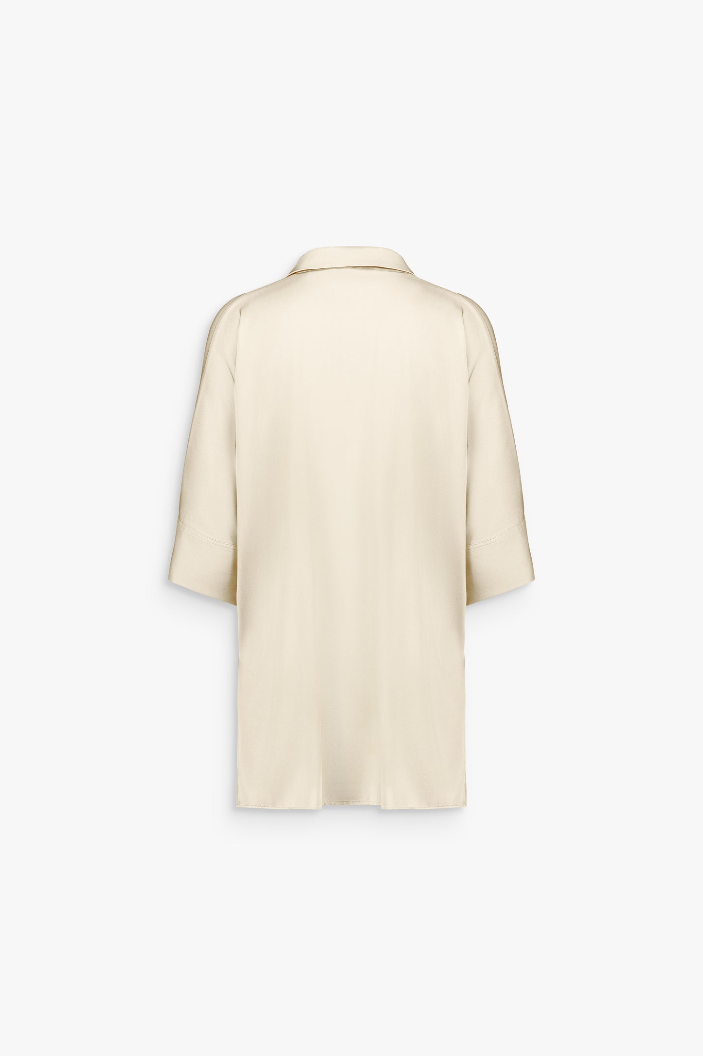 Tunique en soie mélangée jaune clair à la ligne épurée avec col classique et patte dissimulée.