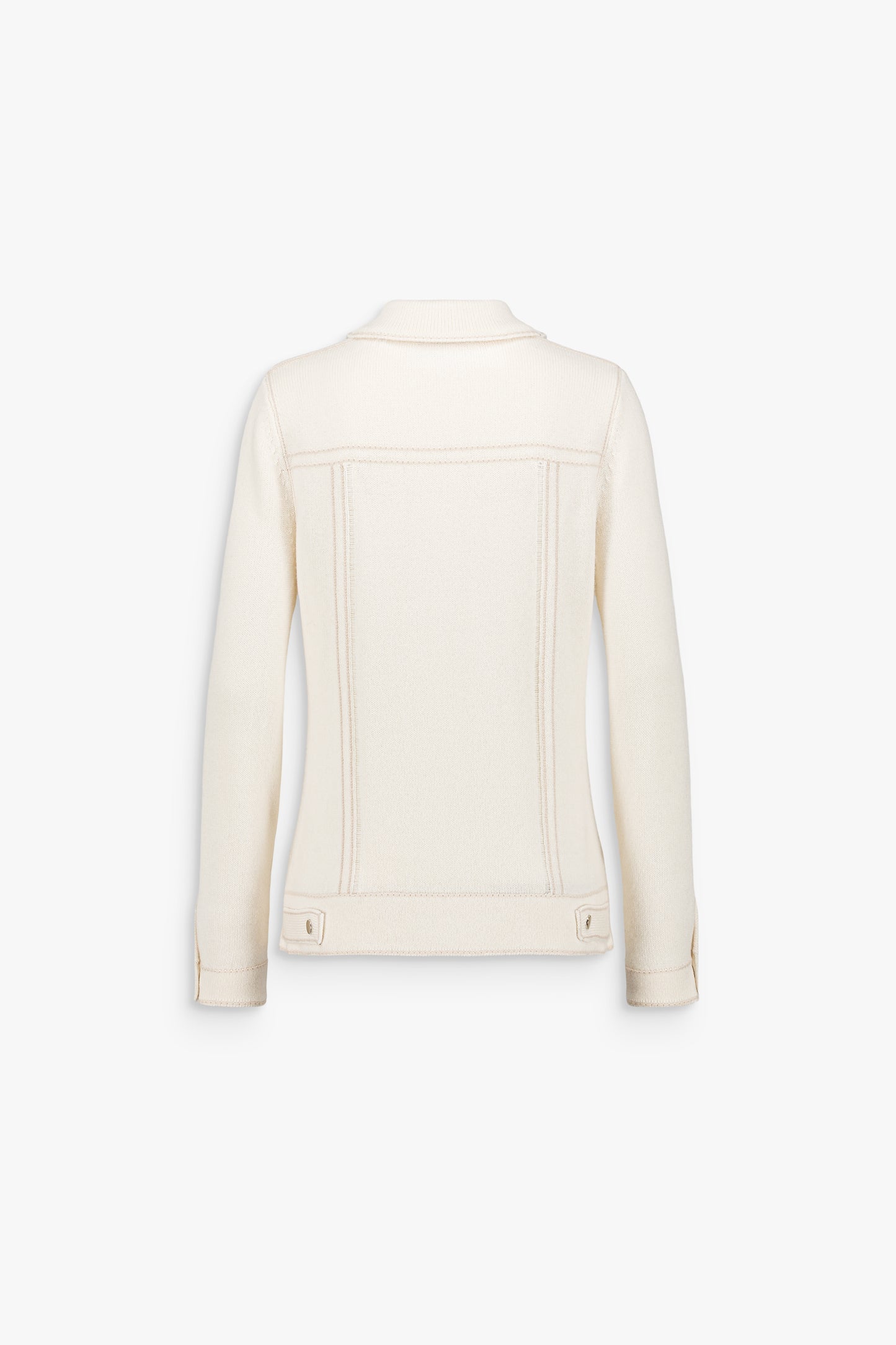 Off-white fitted cardigan with a jacket-like effect