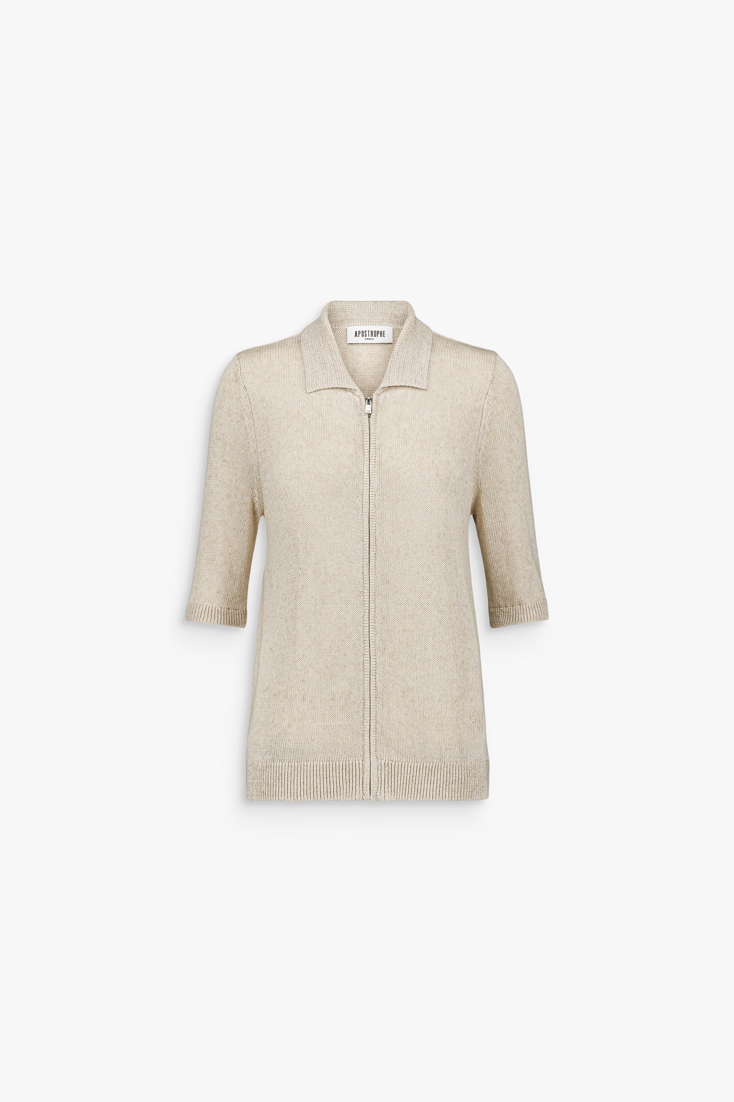 Gilet ajusté beige moyen en maille brodée