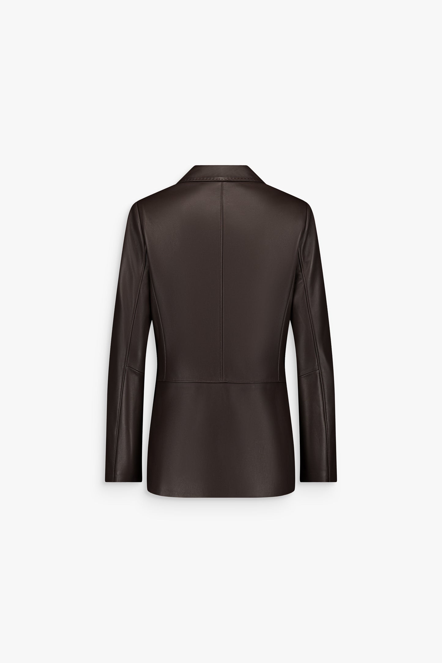 Veste droite en cuir marron