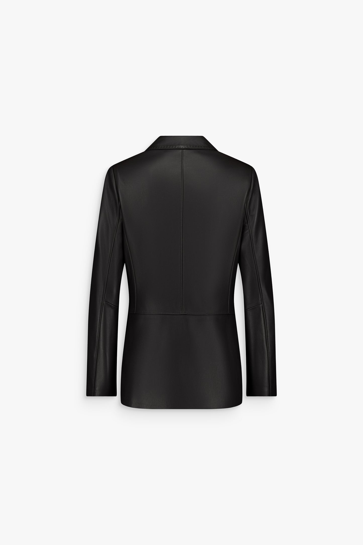 Veste droite en cuir noir