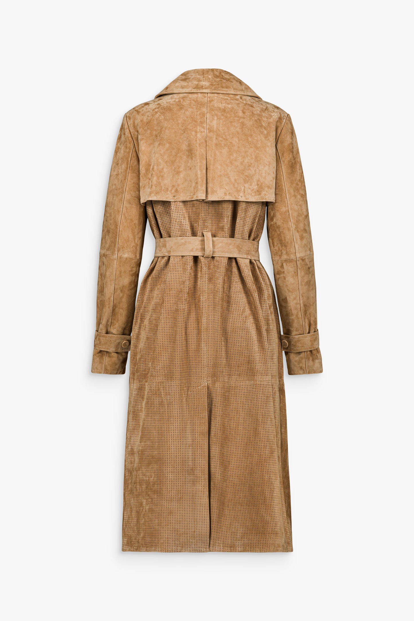 Trench-coat ajusté en daim beige moyen
