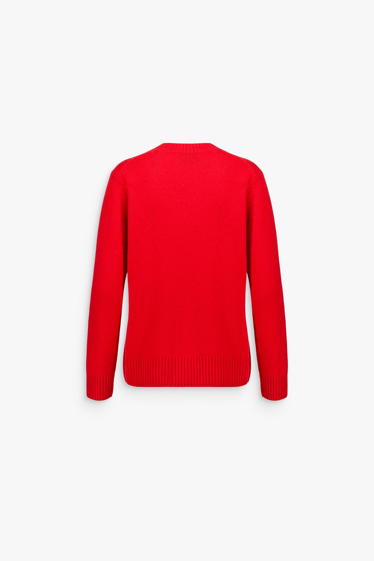 Pull long à col rond en cachemire rouge