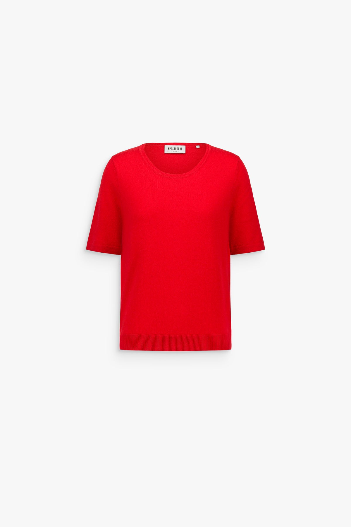 T-shirt en cachemire col rond rouge