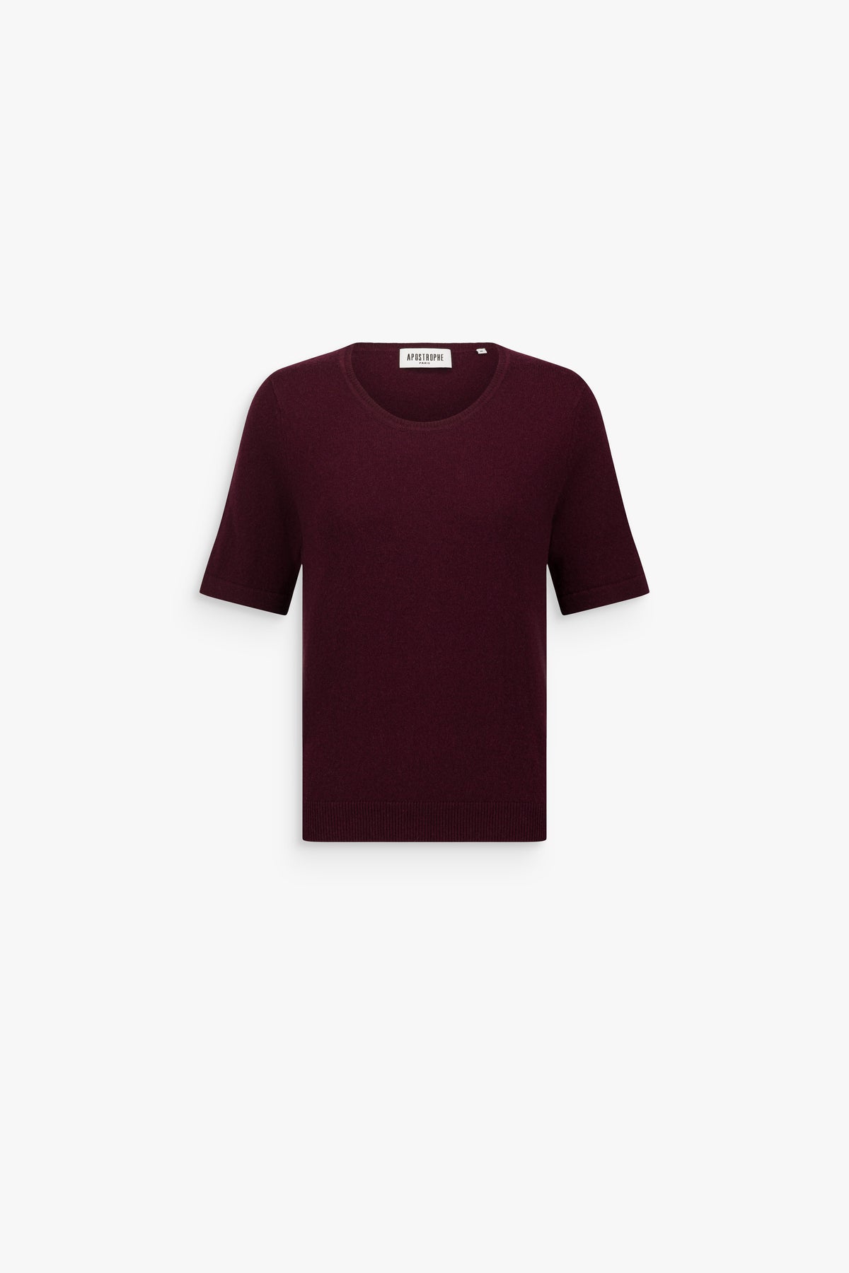 T-shirt en cachemire col rond grenat