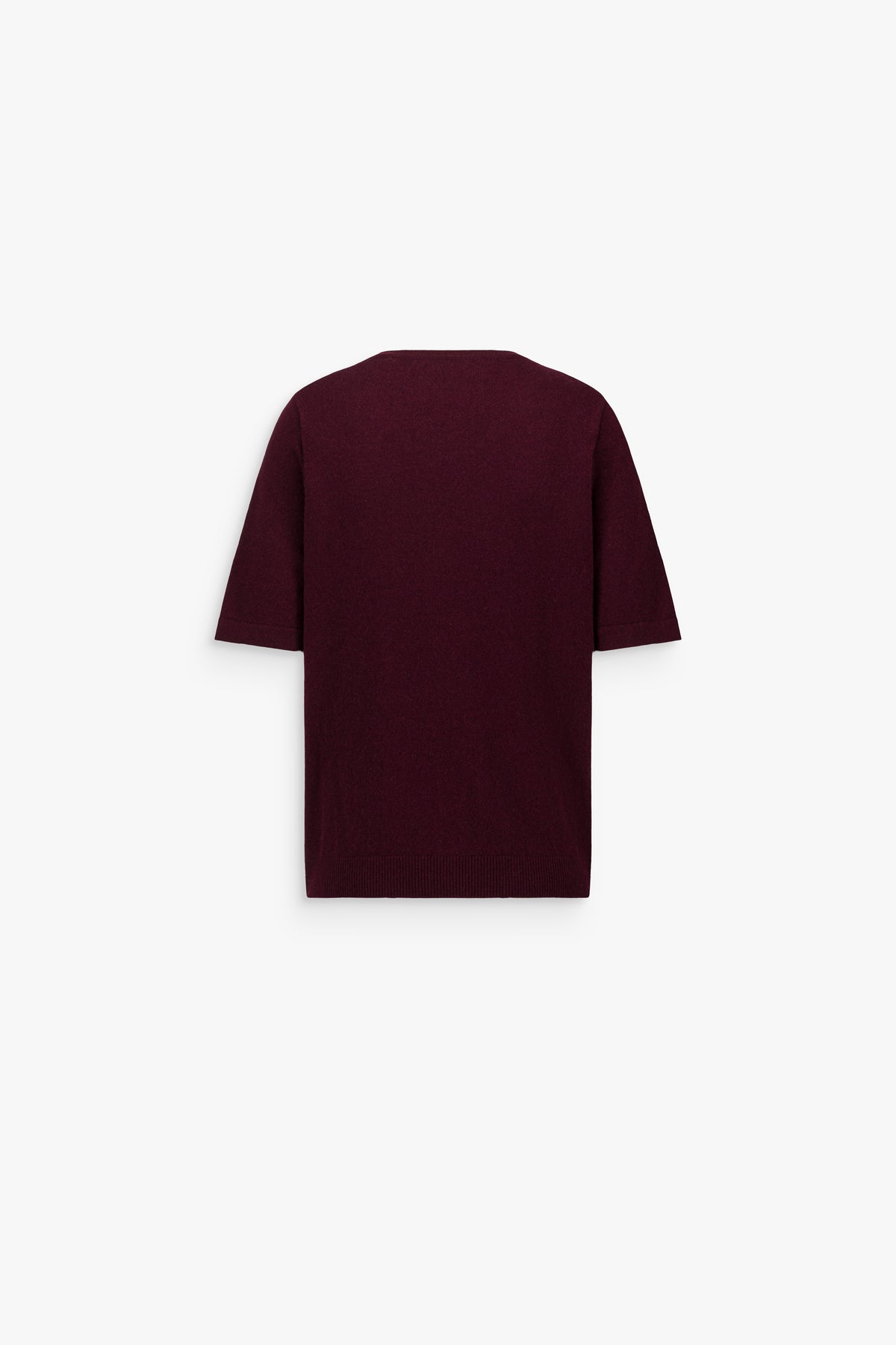T-shirt en cachemire col rond grenat