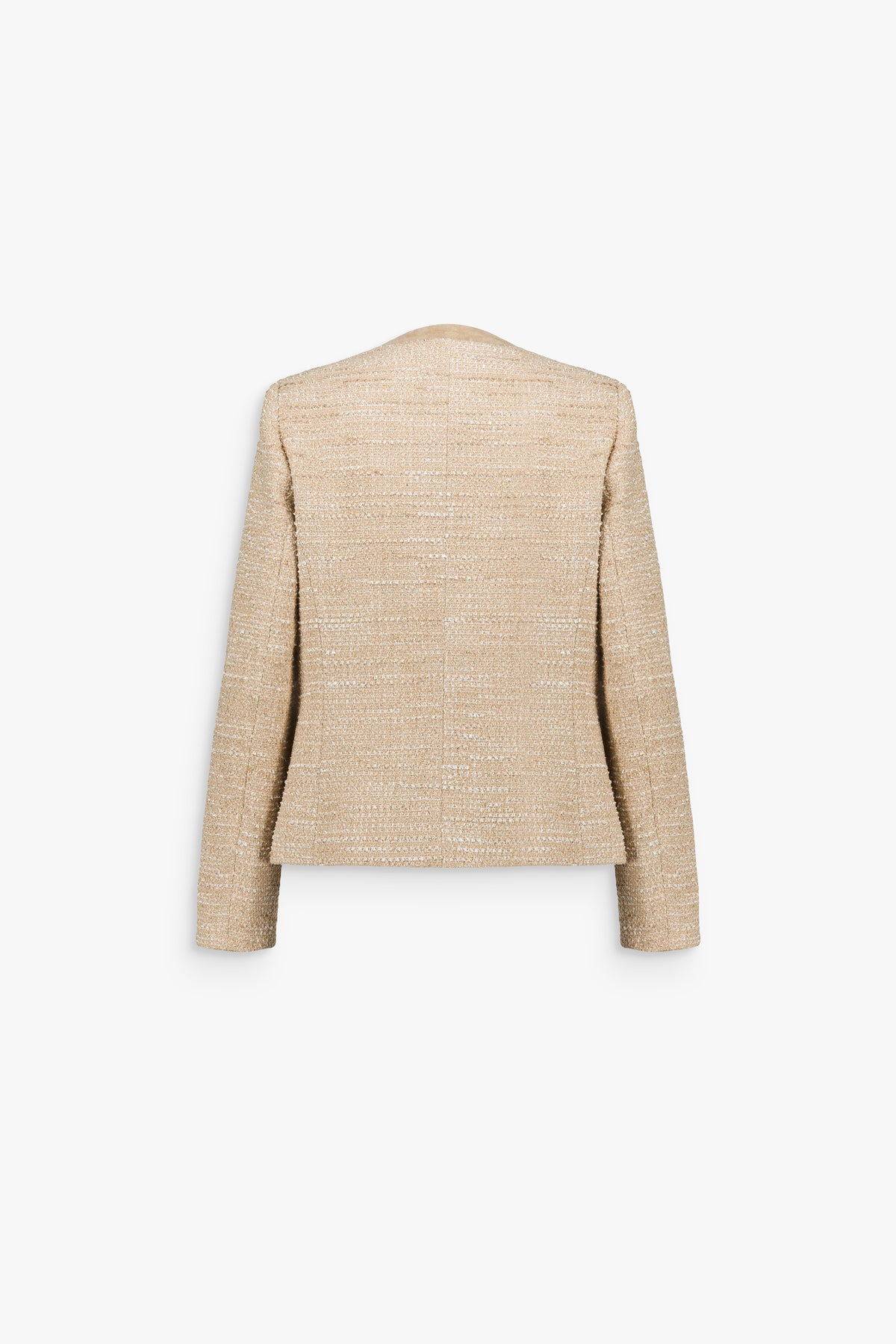 Veste droite en tweed à col rond béton