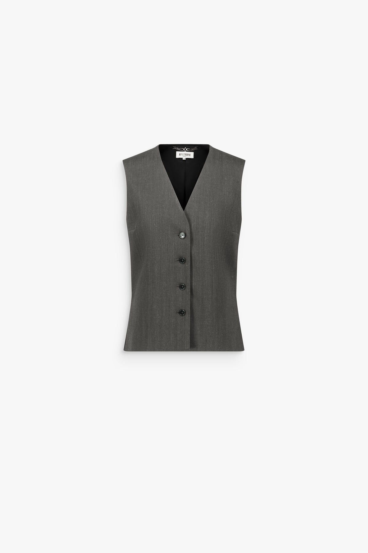 Gilet ajusté à col V en laine gris moyen