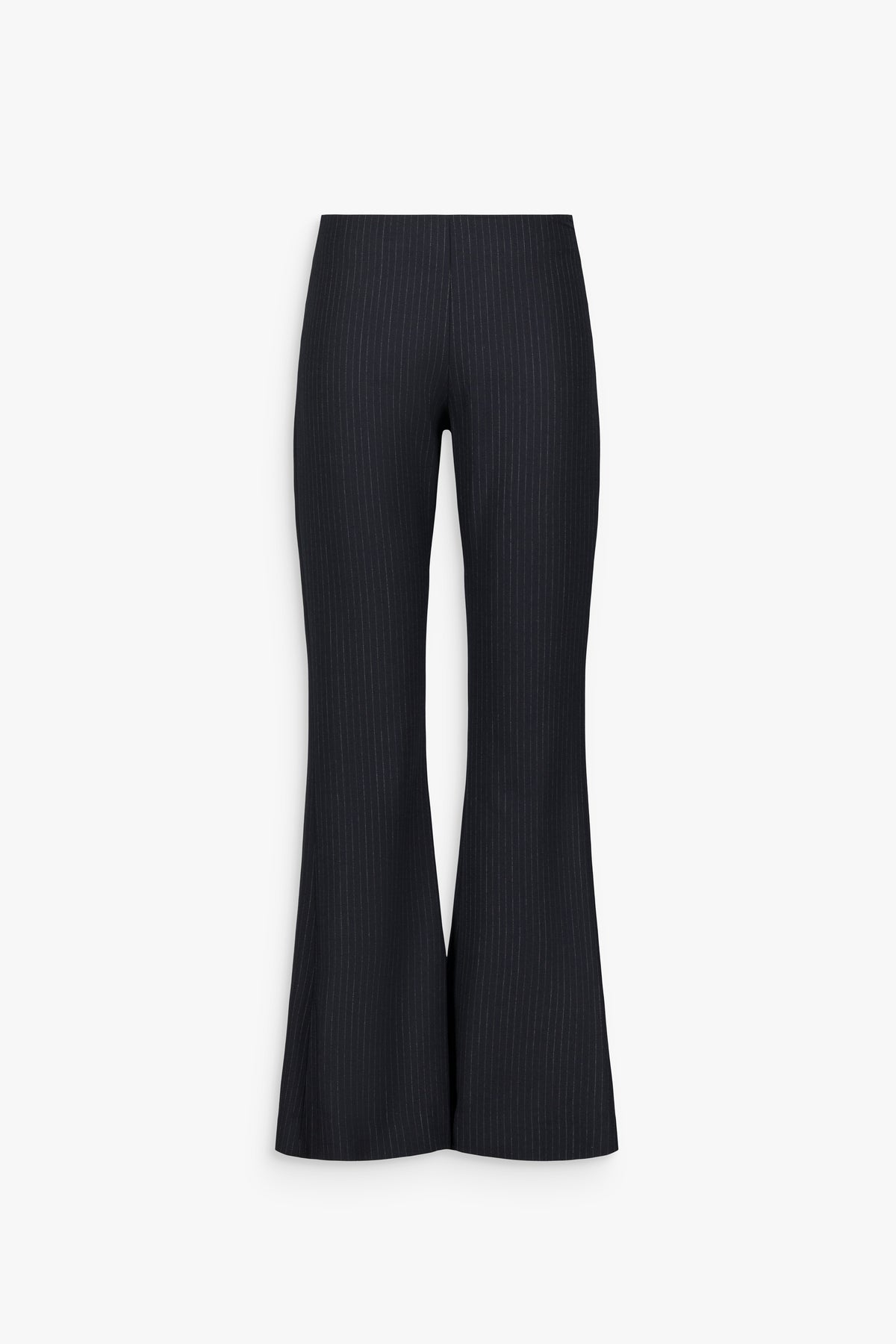 Pantalon en laine rayé évasé marine
