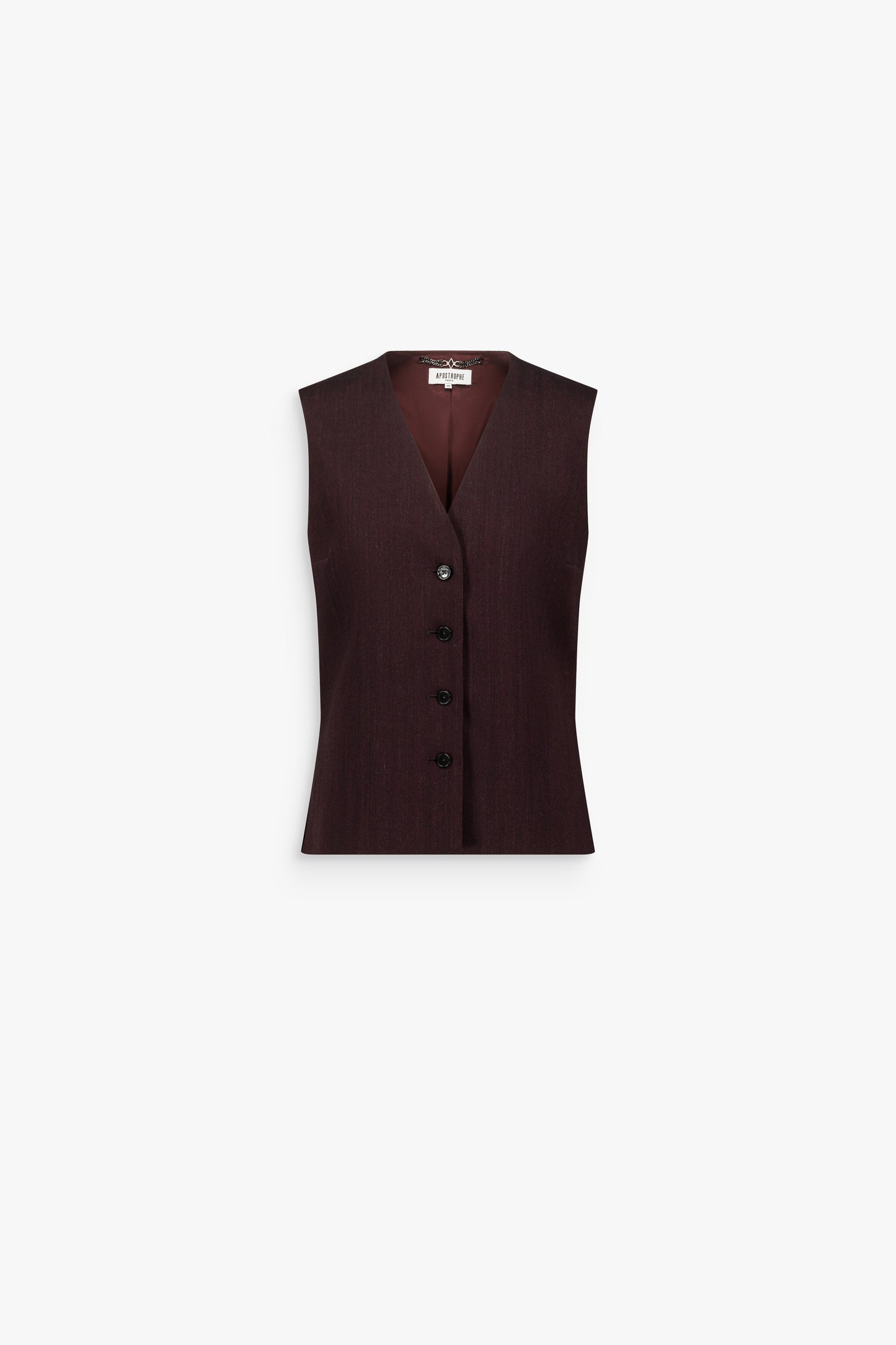 Gilet tailleur cintré sans manches en laine grenat