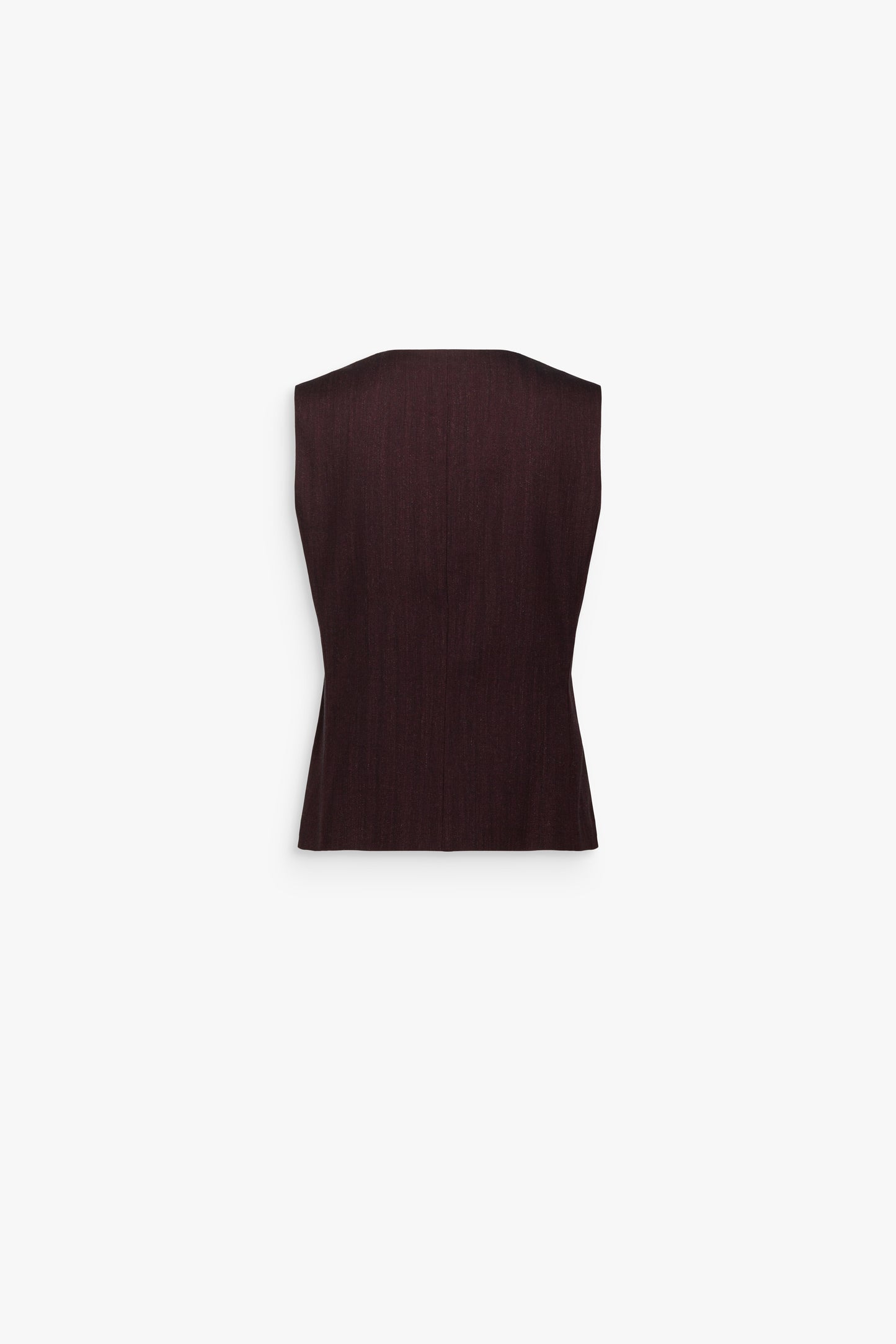 Gilet tailleur cintré sans manches en laine grenat