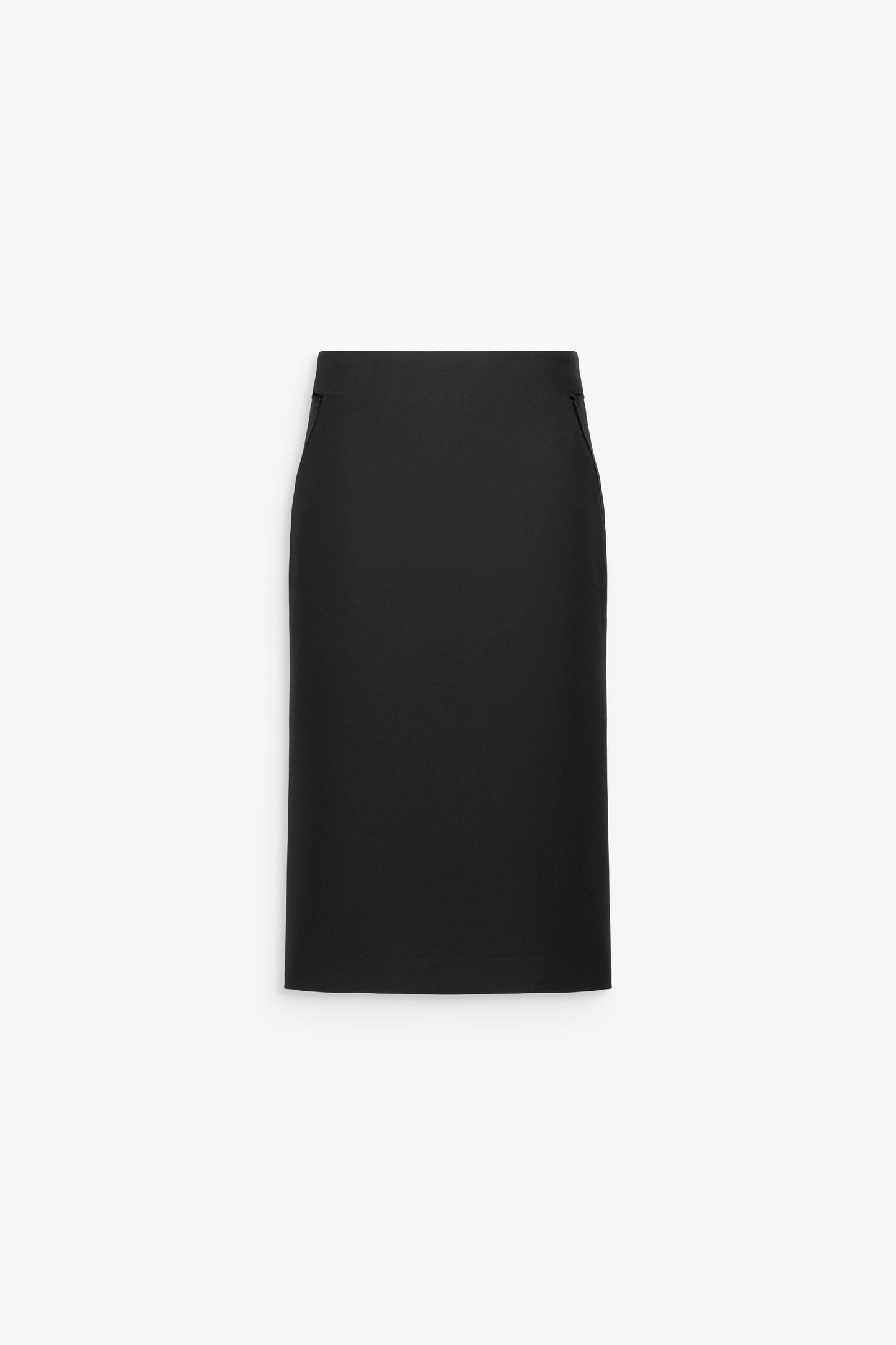 Jupe droite taille haute à découpes en tissu stretch noire