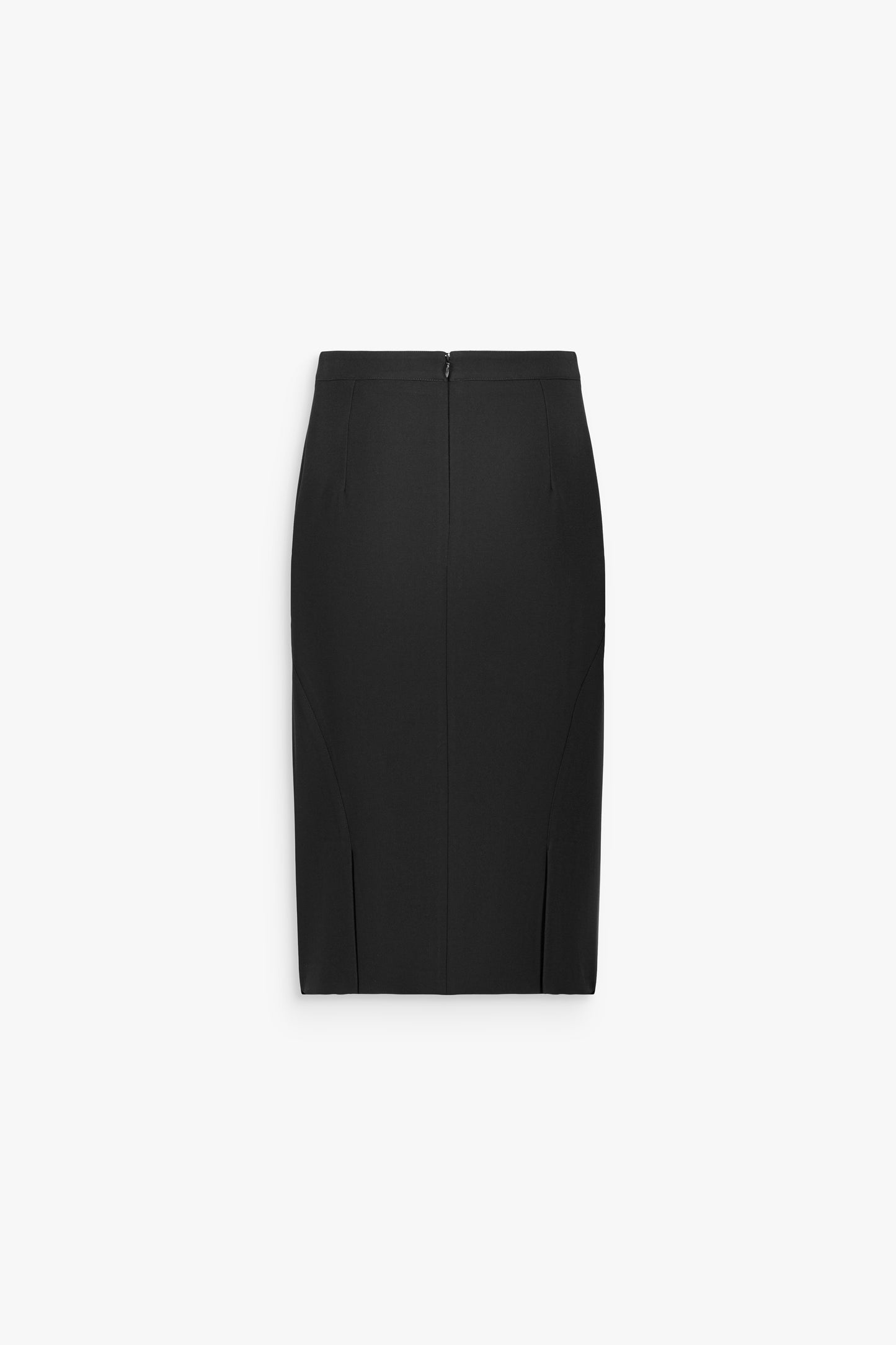 Jupe droite taille haute à découpes en tissu stretch noire