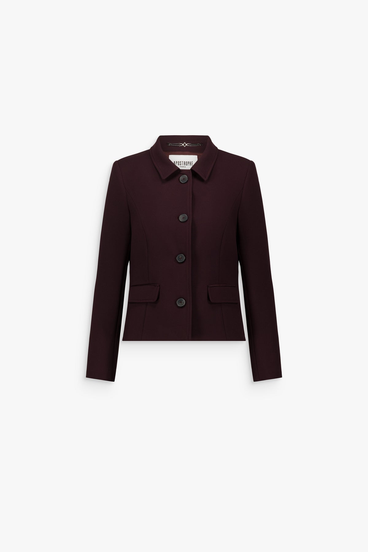 Veste courte col chemise grenat