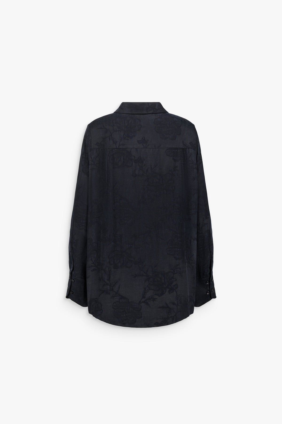Blouse fleurie col chemise marine