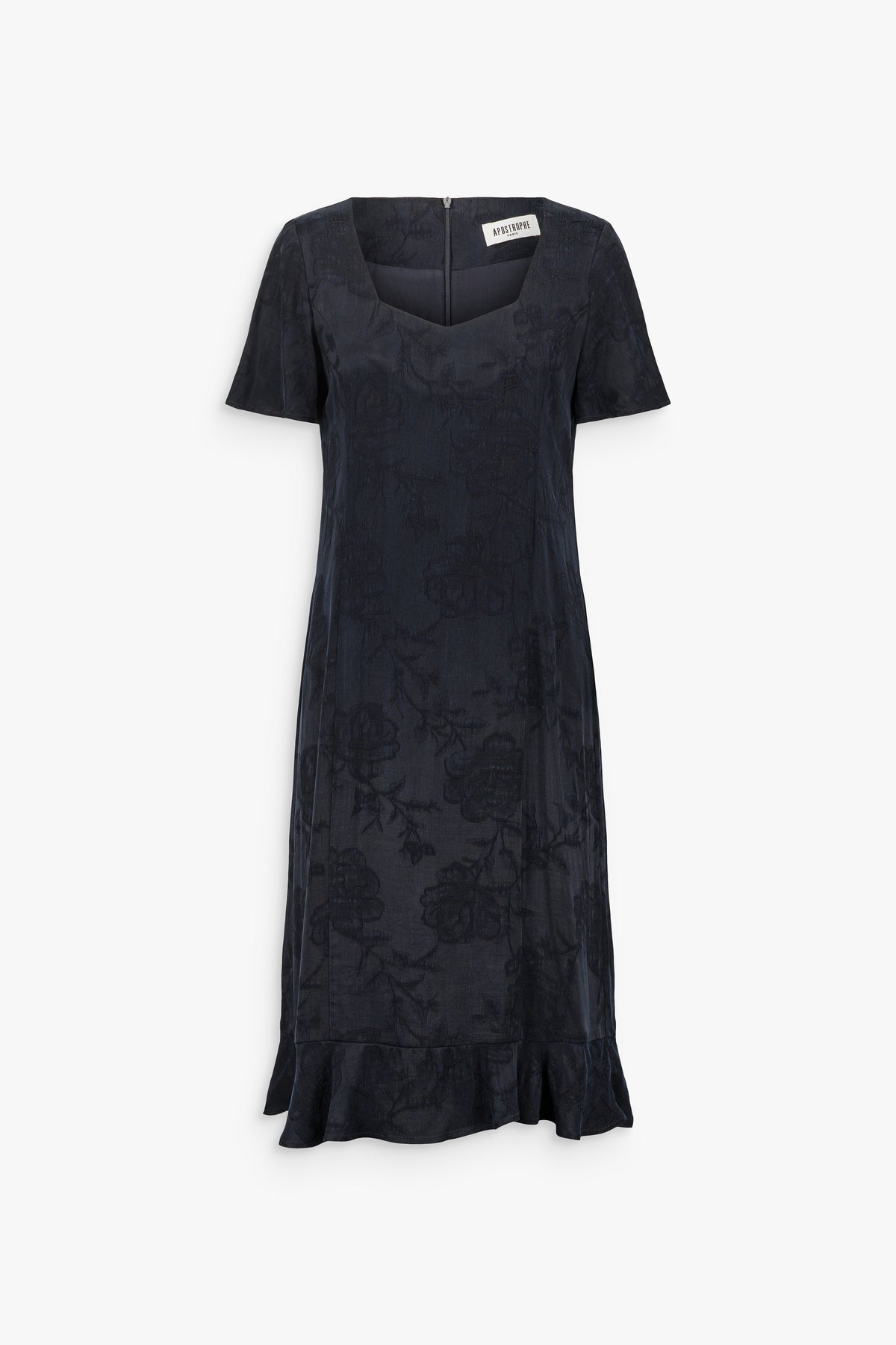 Robe fleurie décolleté cœur marine