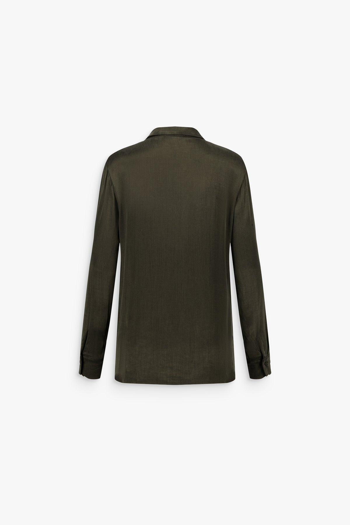 Chemise droite en cupro rayé lustré kaki