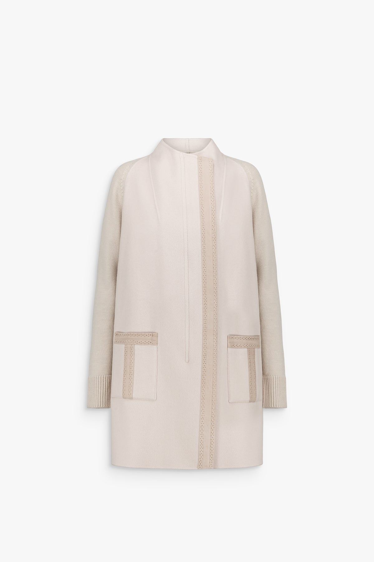 Manteau bi-matière double face et maille béton