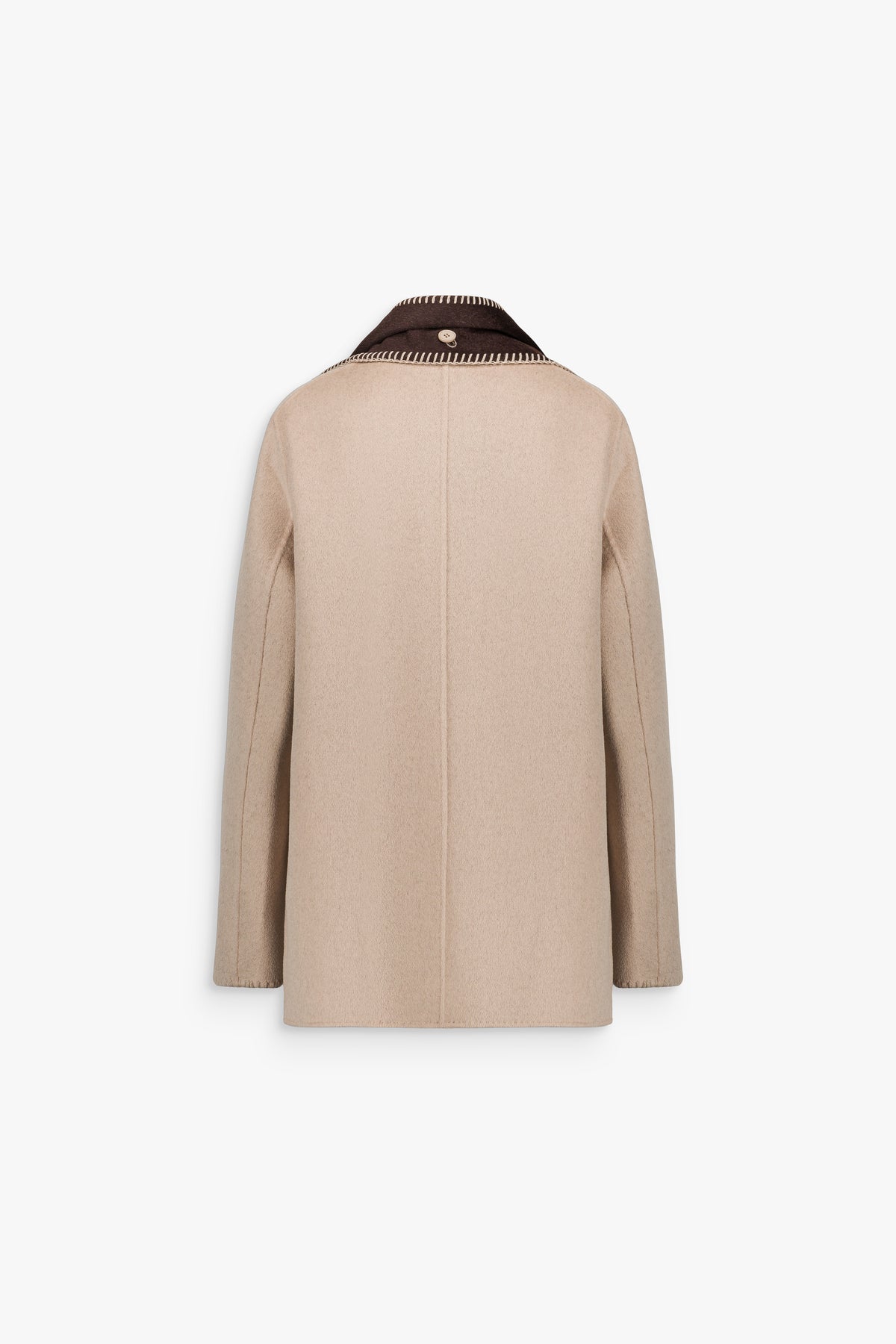 Manteau court à écharpe en laine et cachemire beige clair