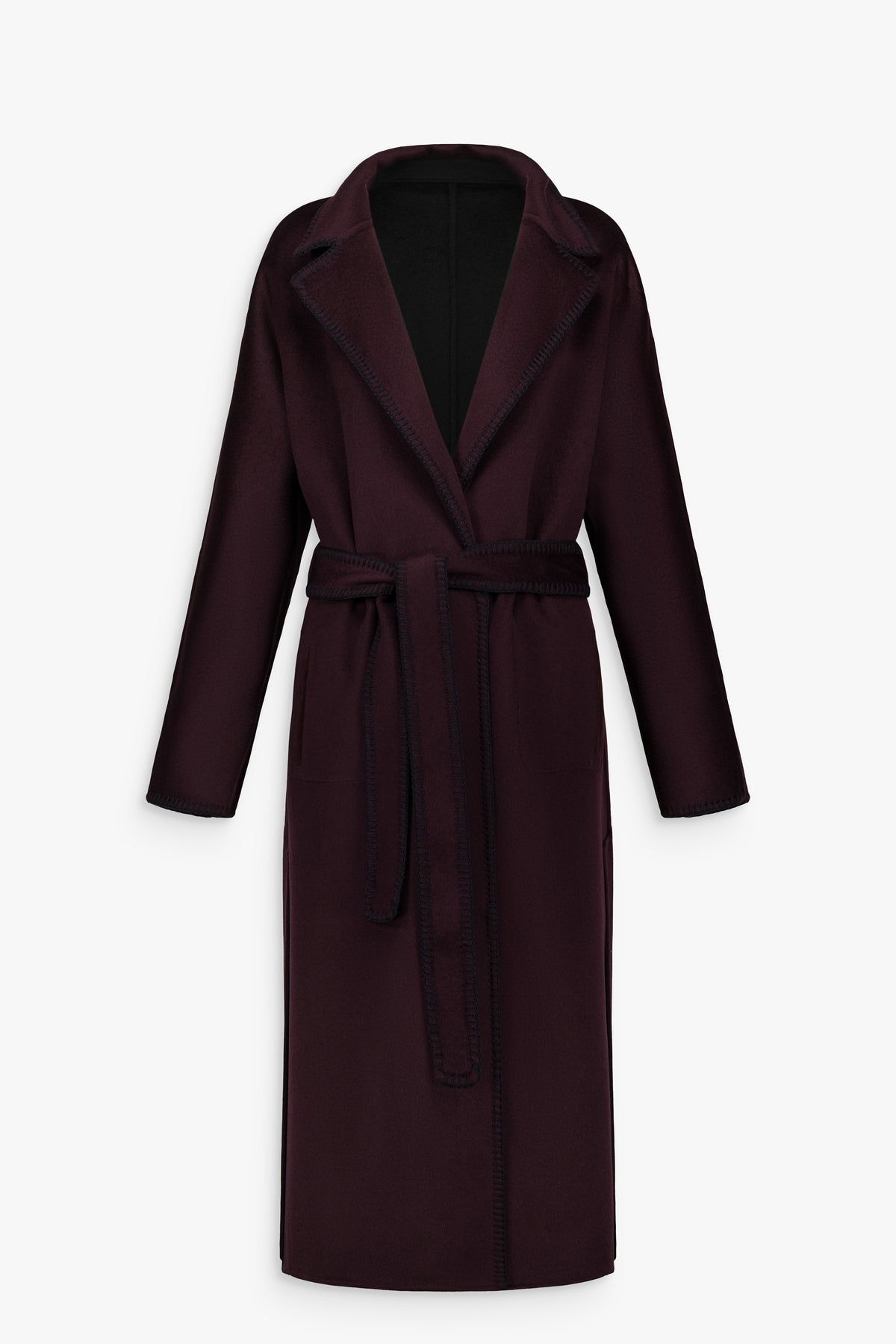 Manteau réversible en laine et cachemire marine