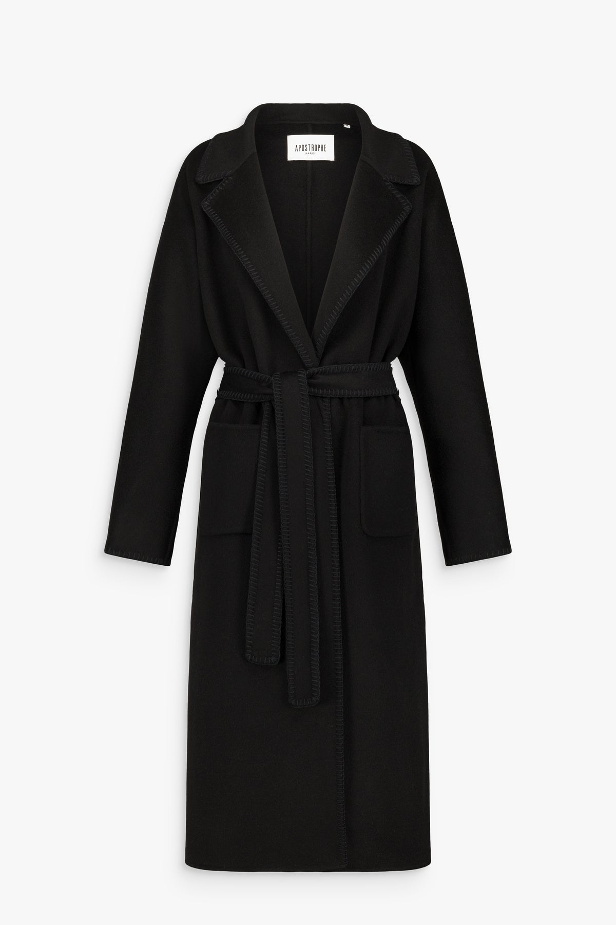 Manteau long oversize en laine et cachemire noir