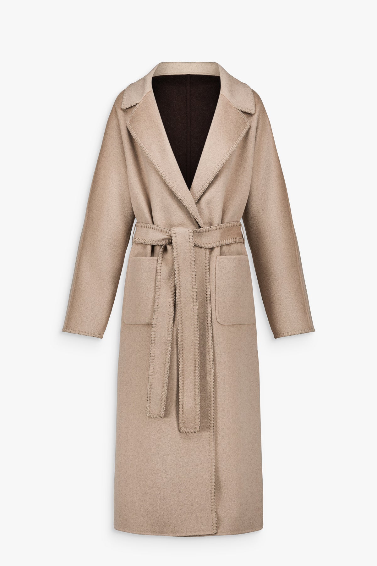Manteau réversible en laine et cachemire beige clair