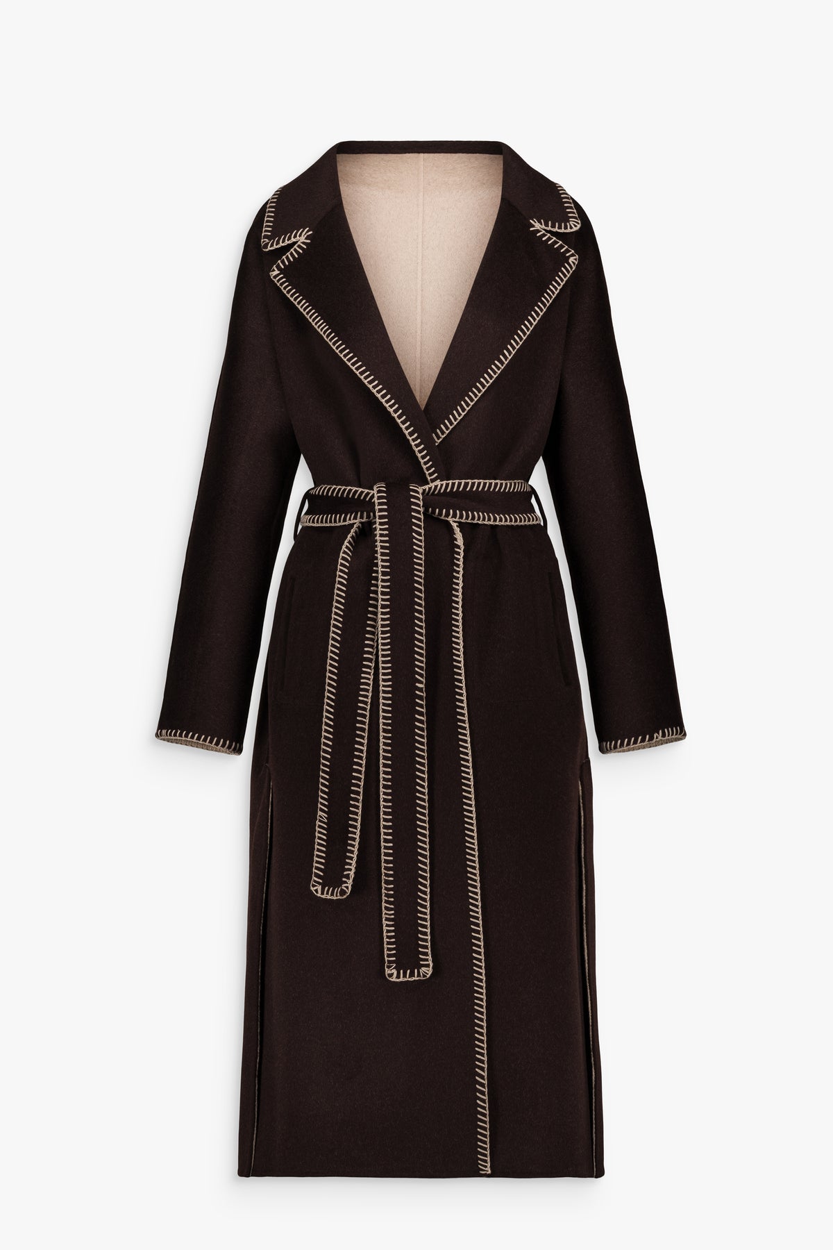 Manteau réversible en laine et cachemire beige clair