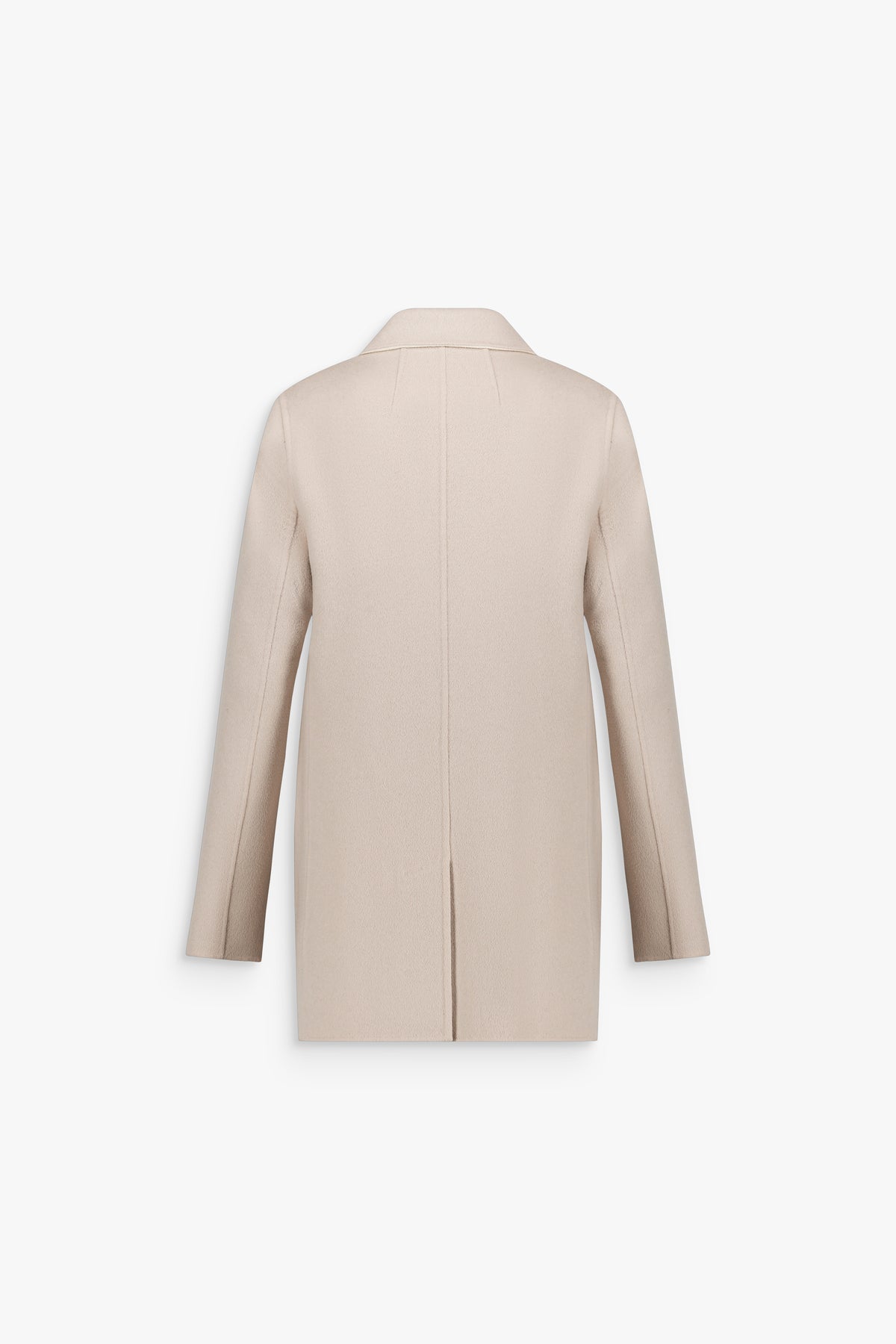 Manteau croisé ajusté en laine et cachemire béton
