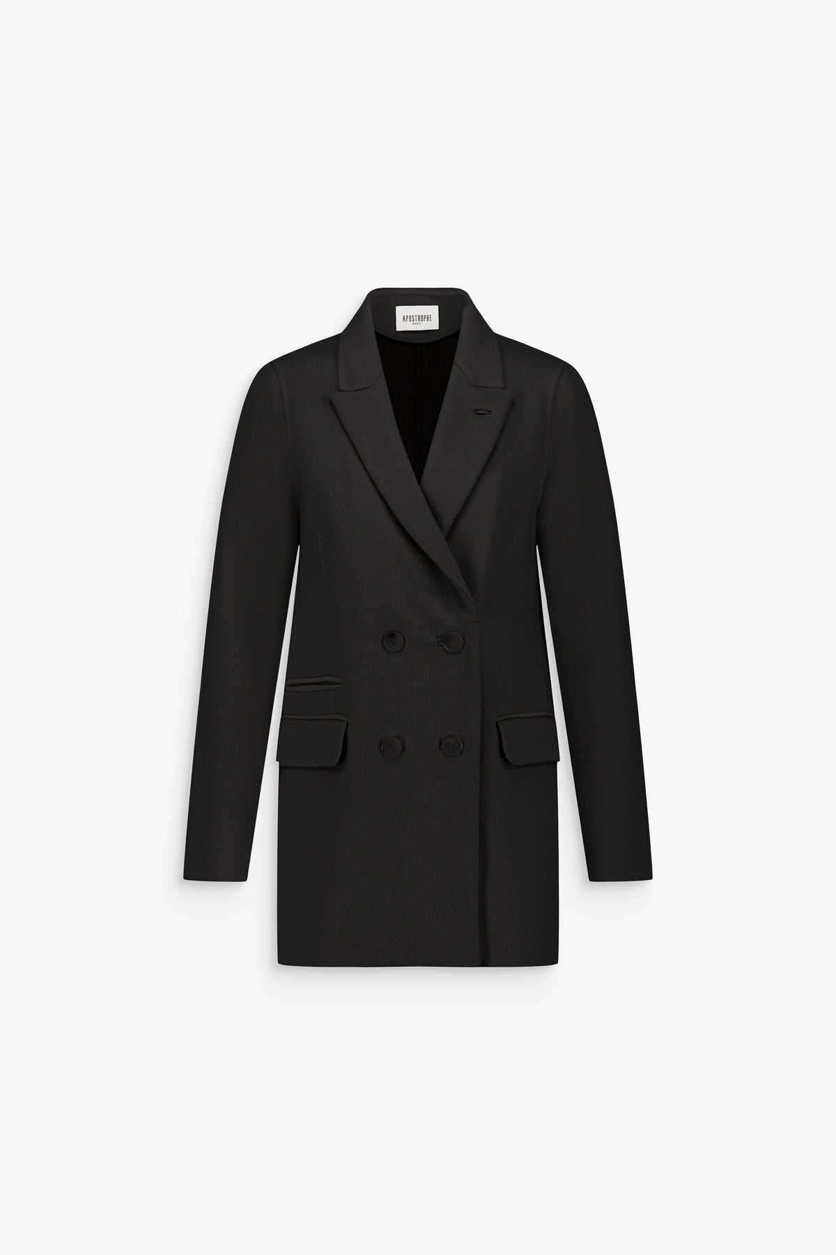 Manteau croisé ajusté en laine et cachemire noir