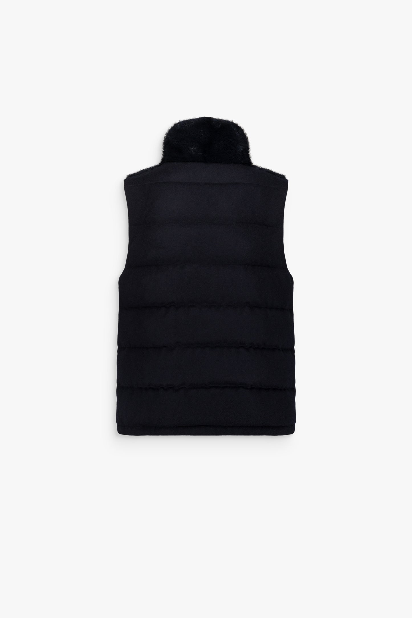 Manteau sans manches à col montant en vison marine