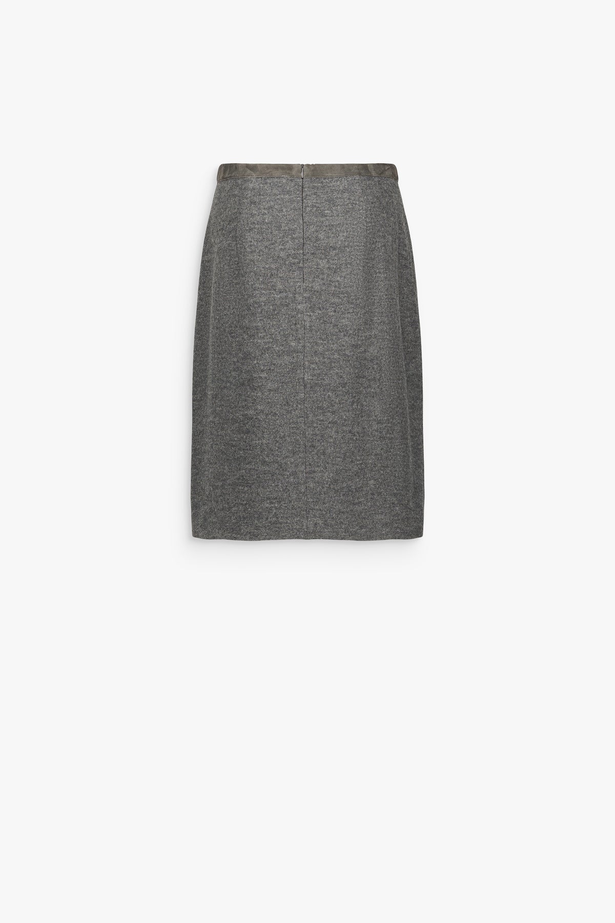 Jupe droite en laine gris moyen