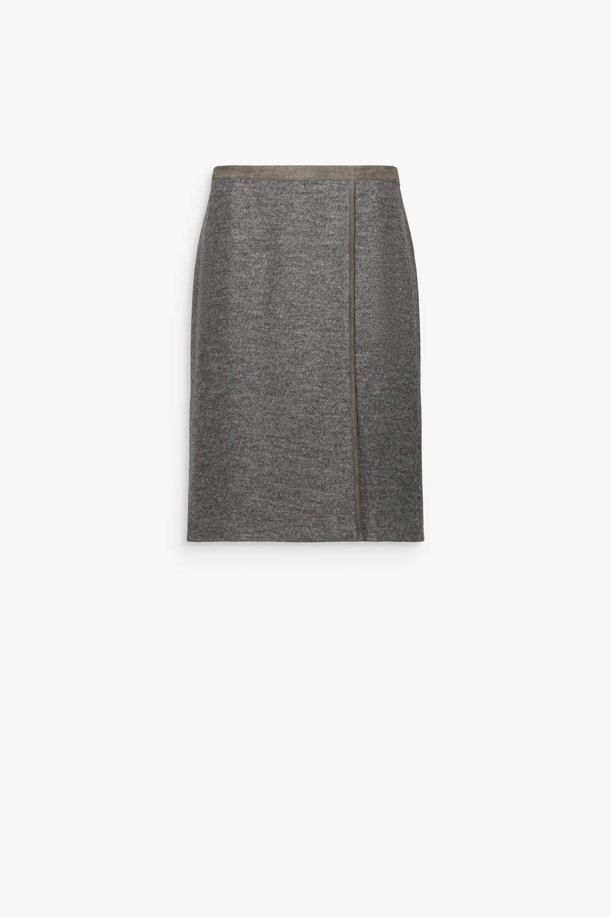 Jupe droite en laine gris moyen