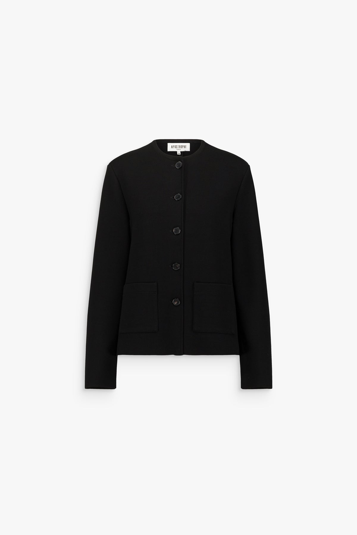 Veste droite à encolure ronde et poches noire
