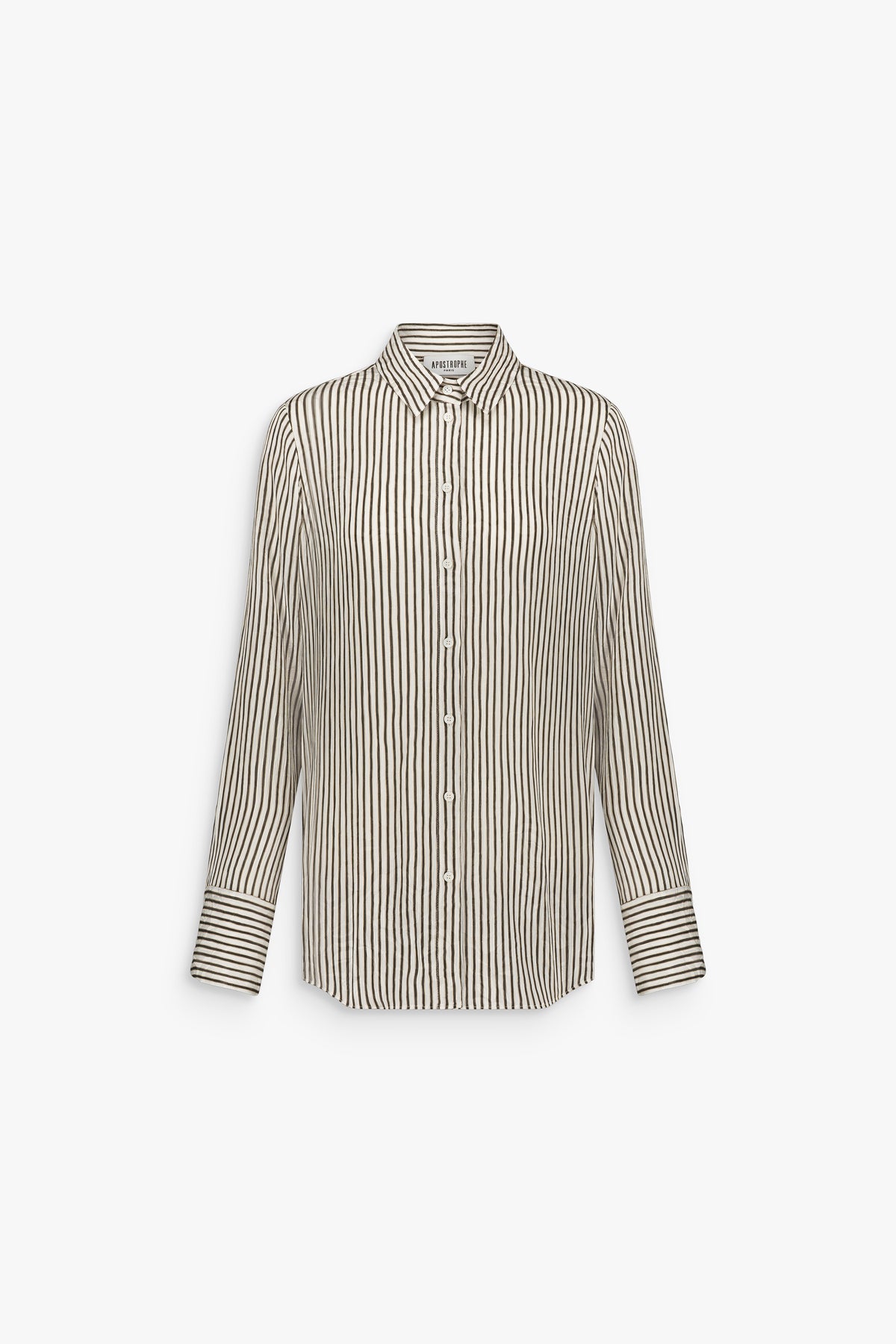 Chemise rayée col chemise kaki