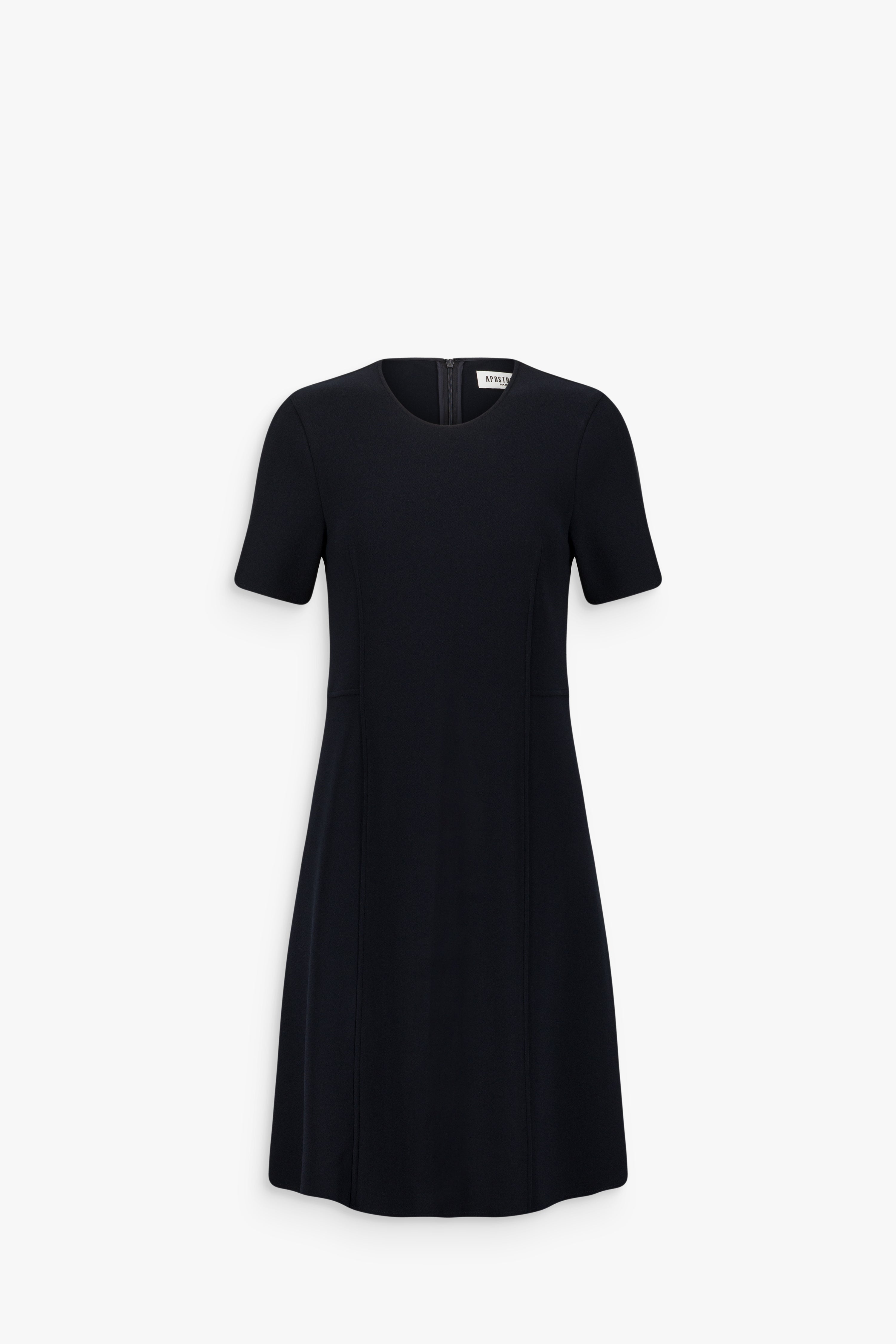 Robe midi droite à empiècements latéraux marine