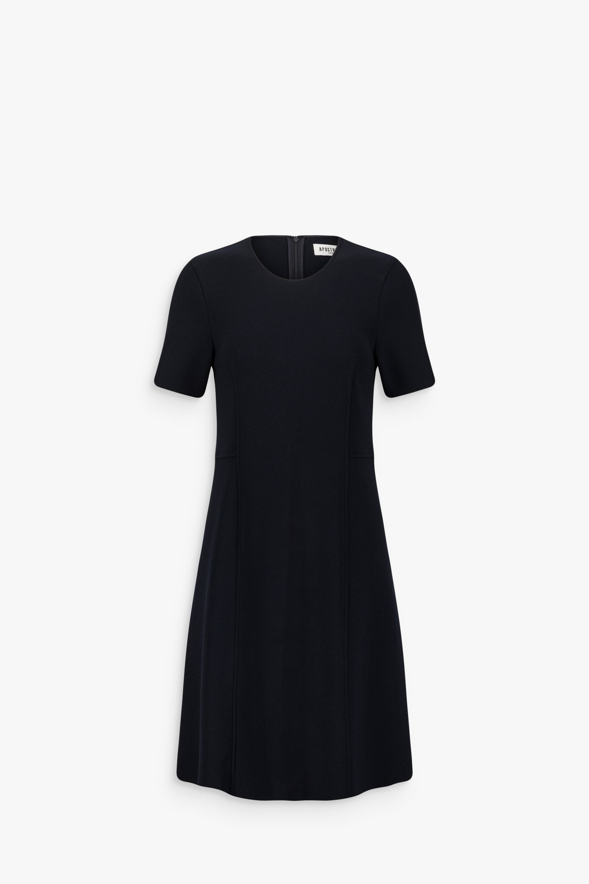 Robe midi droite à empiècements latéraux marine