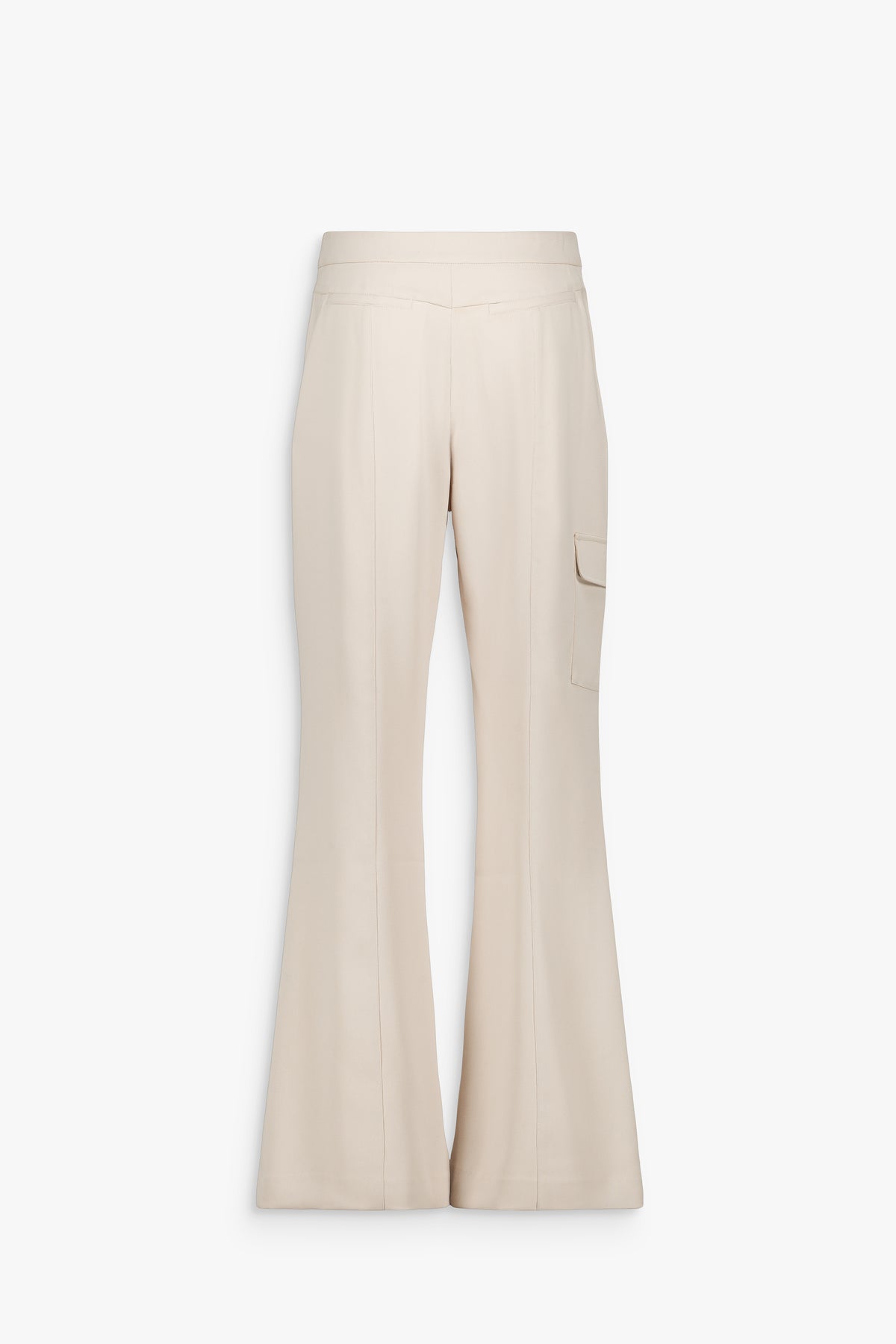Pantalon cargo évasé taille haute béton