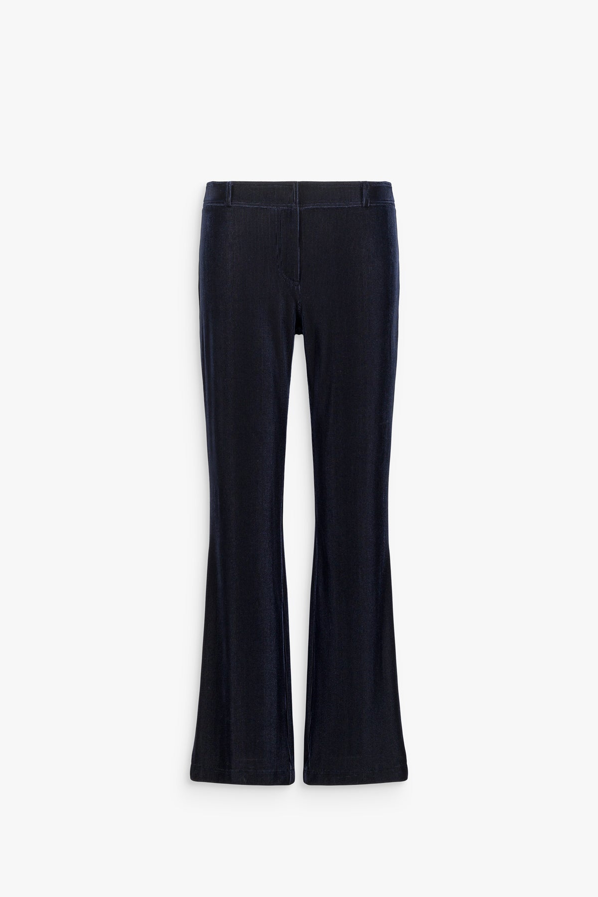 Pantalon droit taille mi-haute à fermeture boutonnée marine