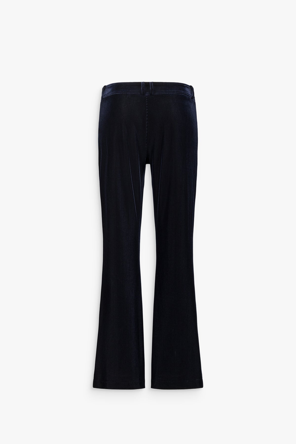 Pantalon droit taille mi-haute à fermeture boutonnée marine