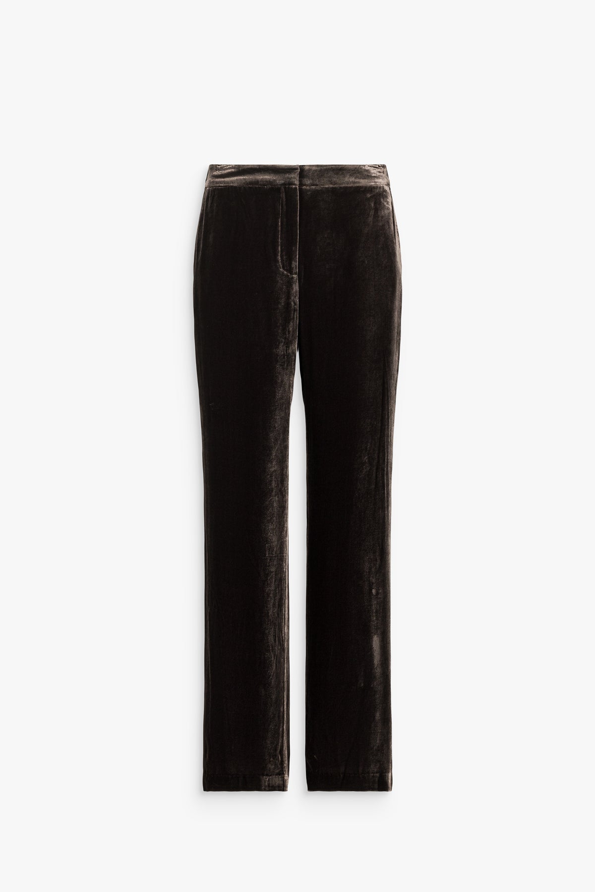 Pantalon évasé en velours de soie marron foncé