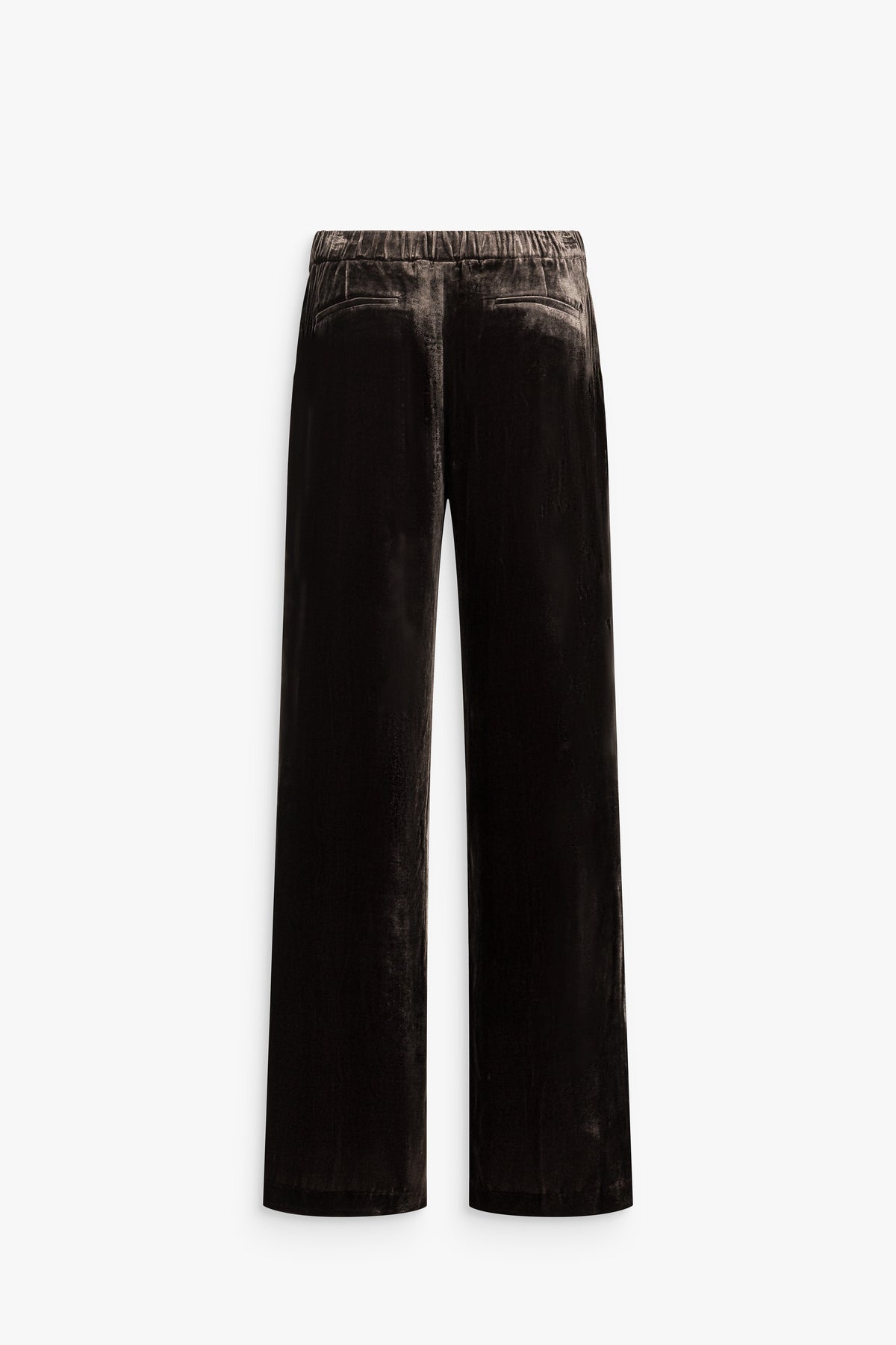 Pantalon évasé en velours de soie marron foncé